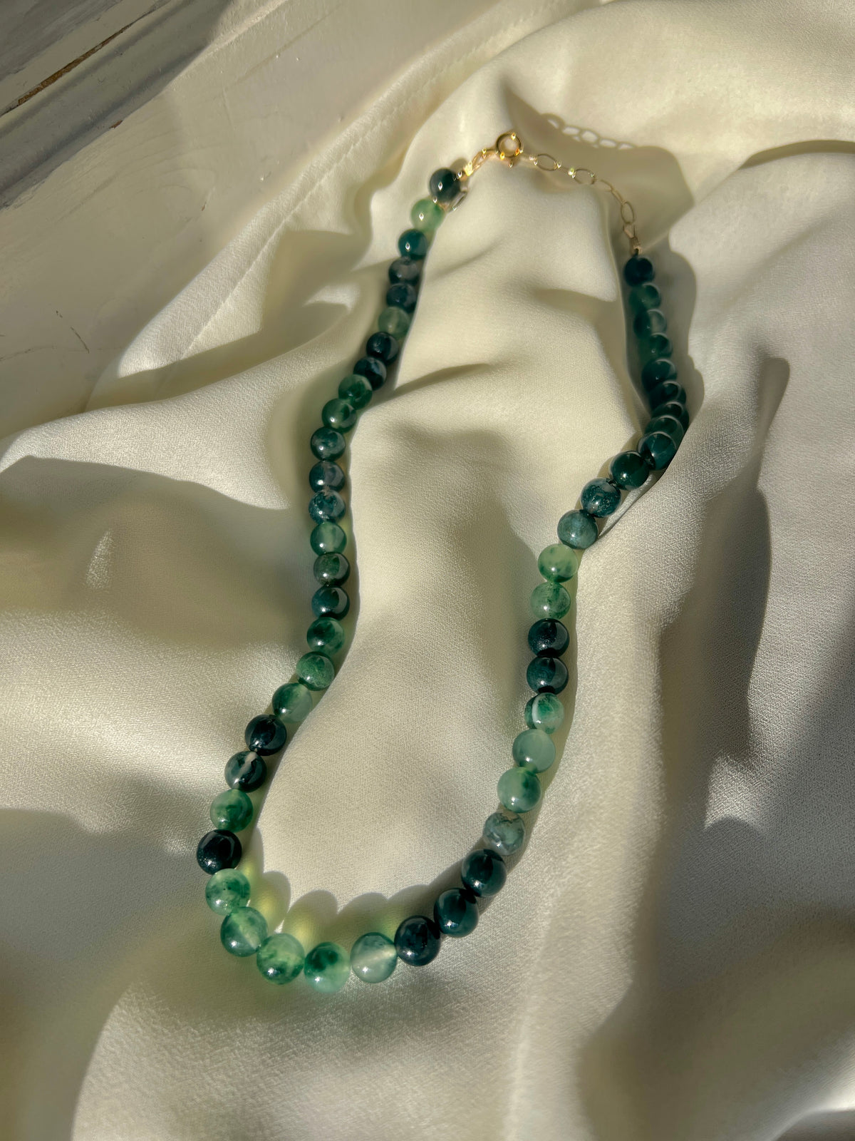 Ketting Reflection, groene agaat
