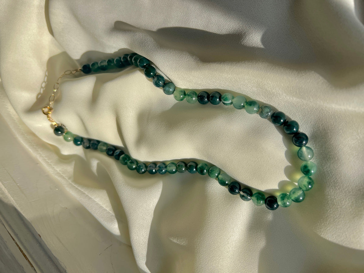 Ketting Reflection, groene agaat