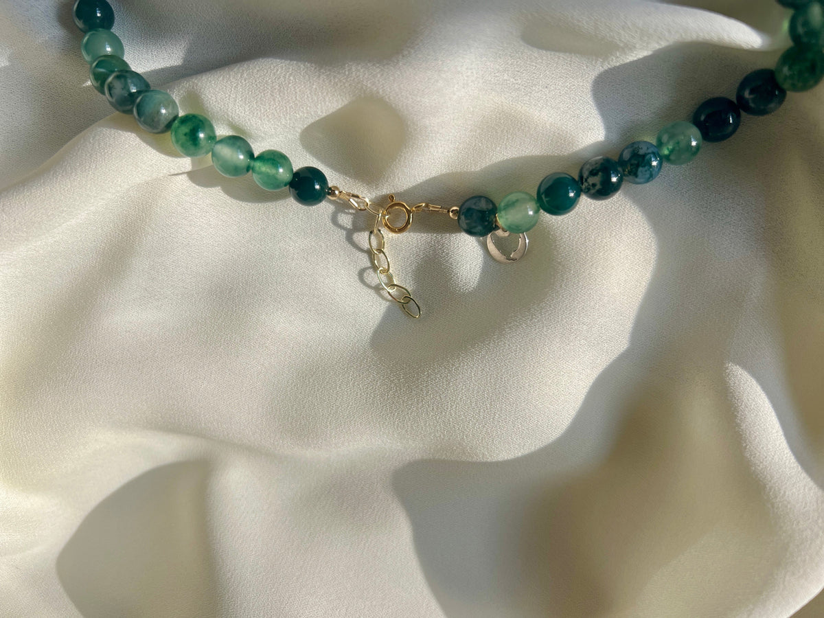 Ketting Reflection, groene agaat