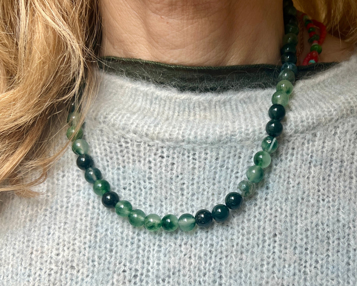 Ketting Reflection, groene agaat