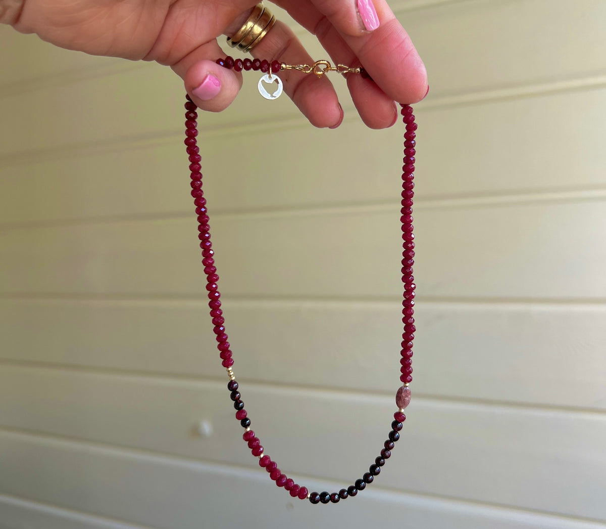 Set Full of Life, ketting&oorbellen granaat