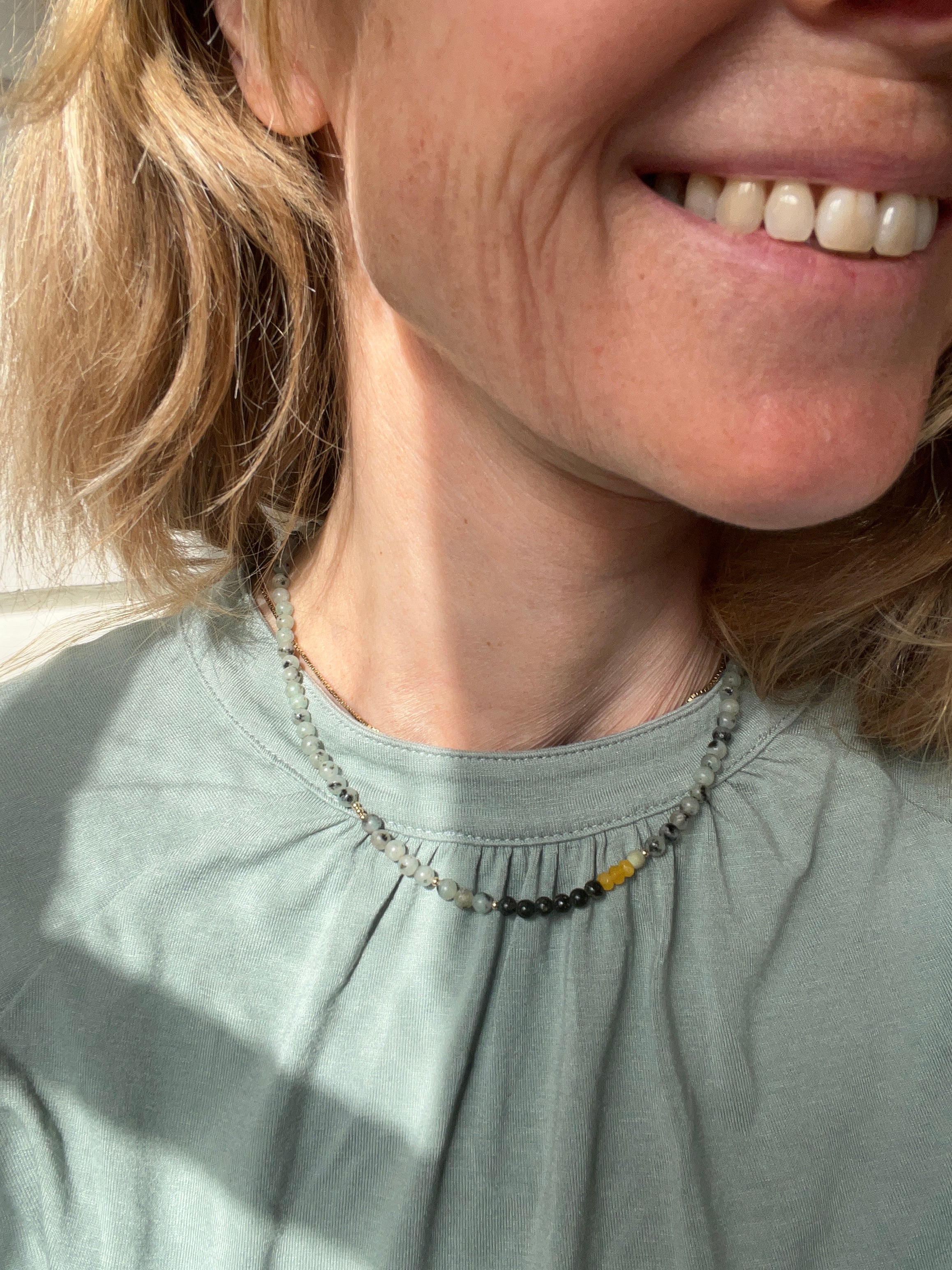 Ketting Green Whisper, kiwi jaspis, agaat