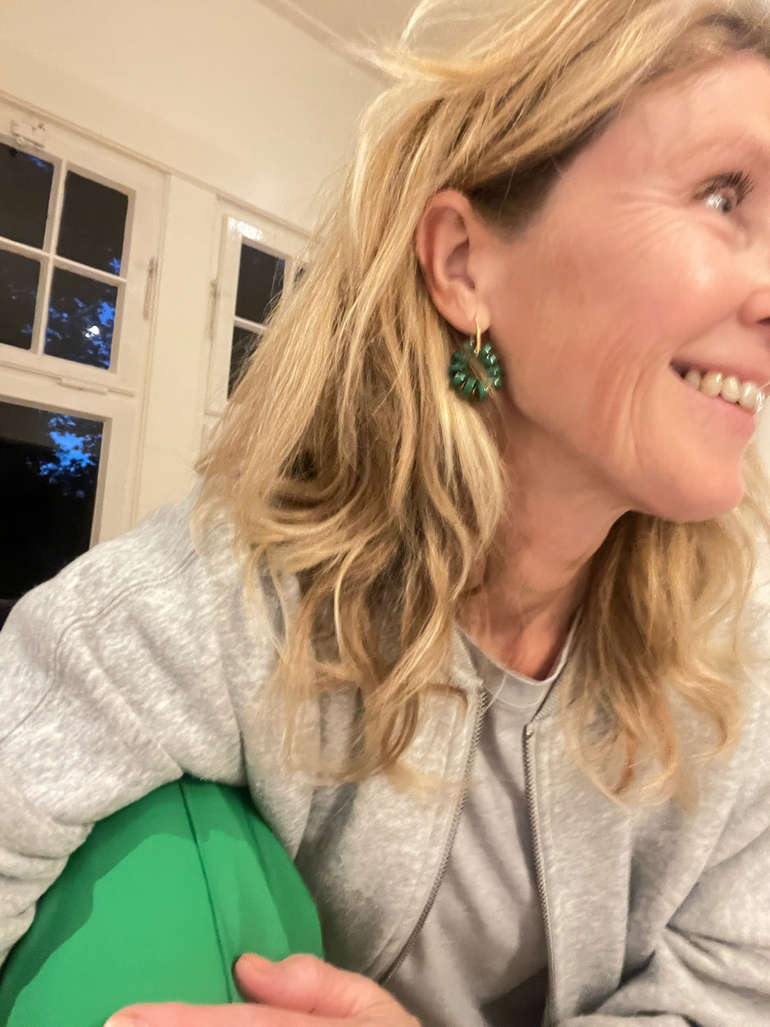 Oorbellen Green Flowers, chrysocolla