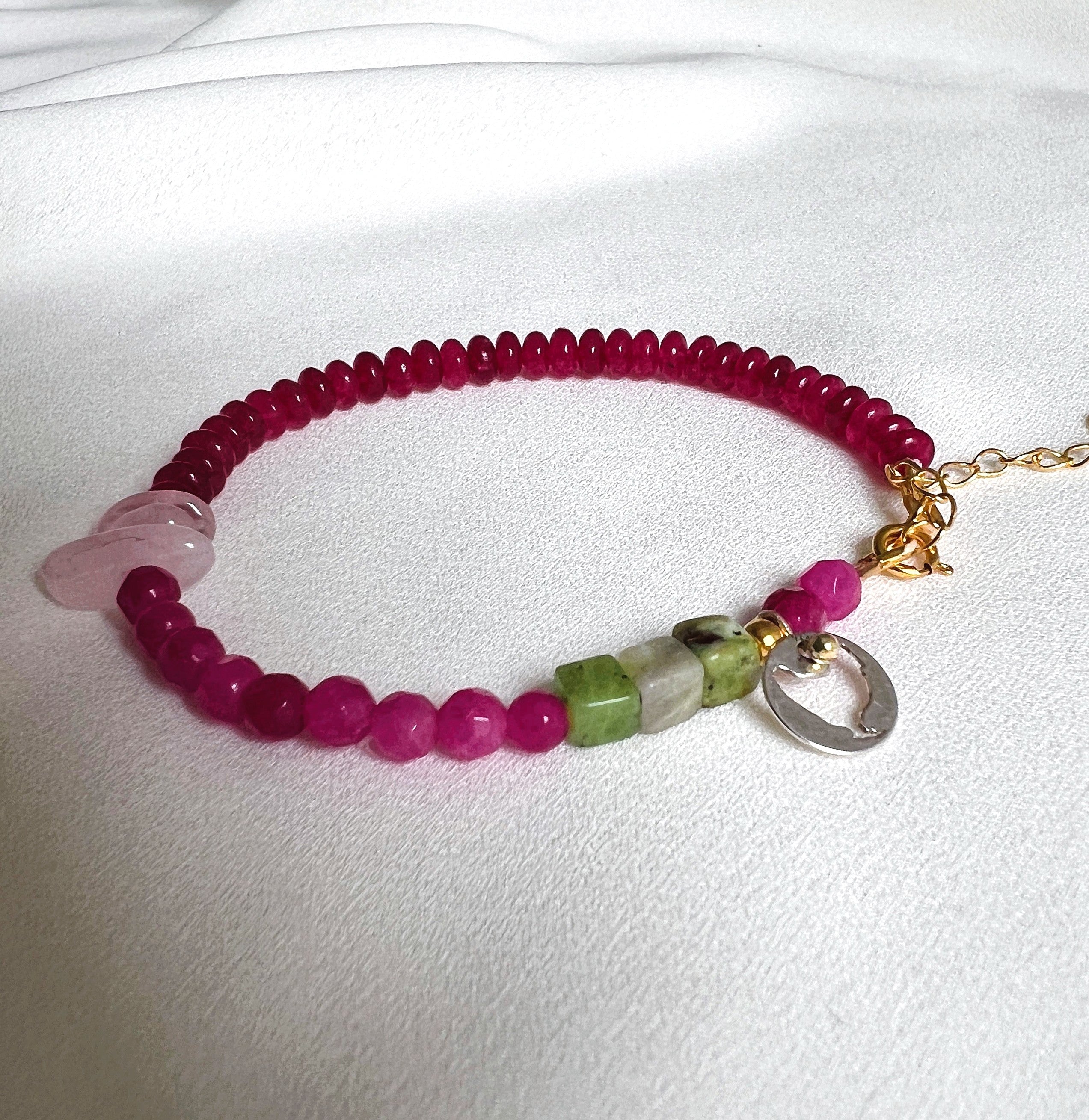 Armband Pink Love, rozekwarts, jade