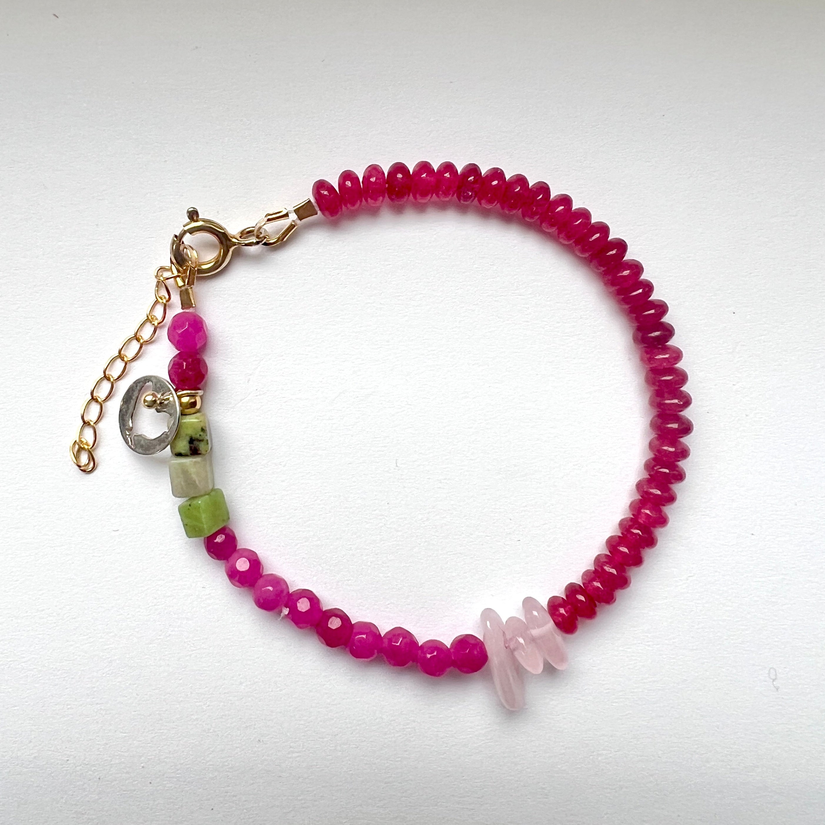 Armband Pink Love, rozekwarts, jade