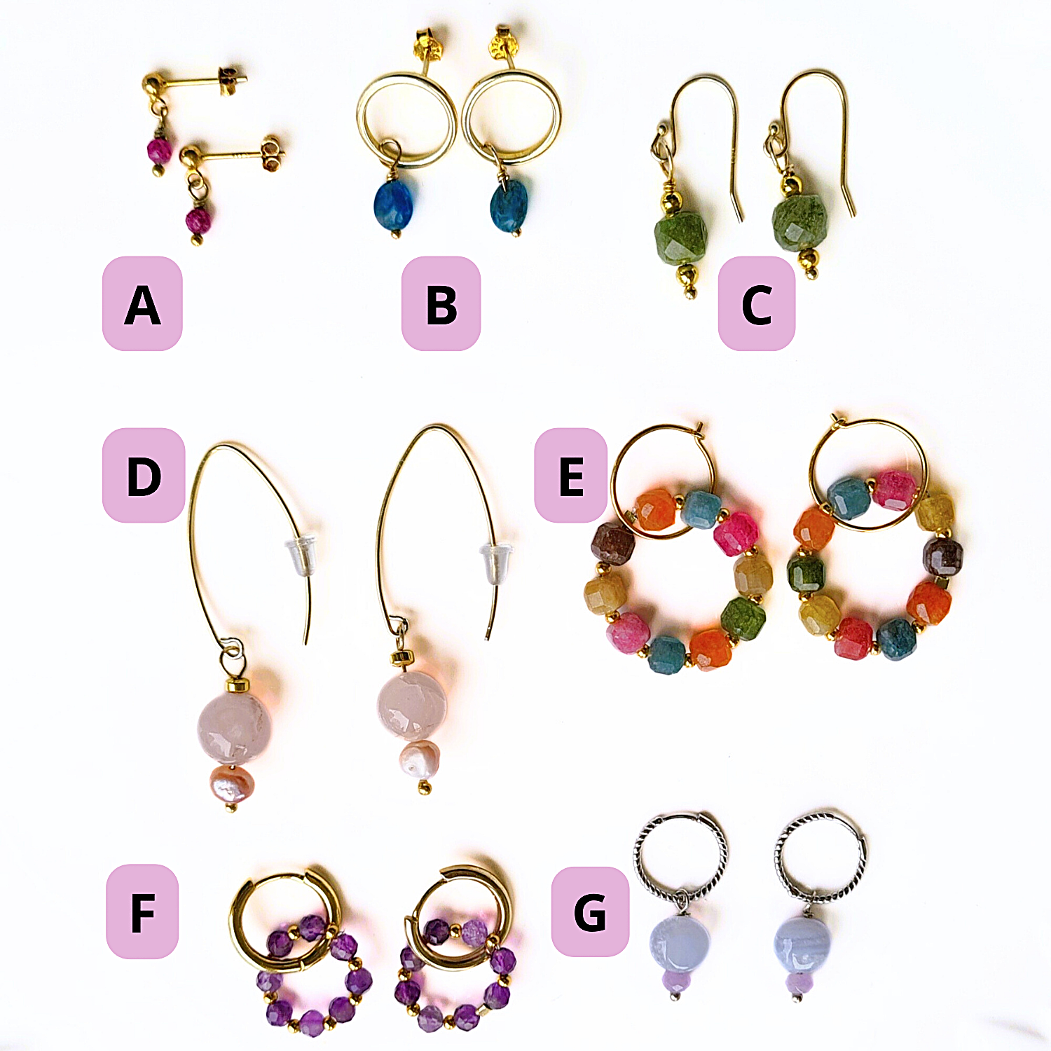 Oorbellen My Way, roze jade, koraal