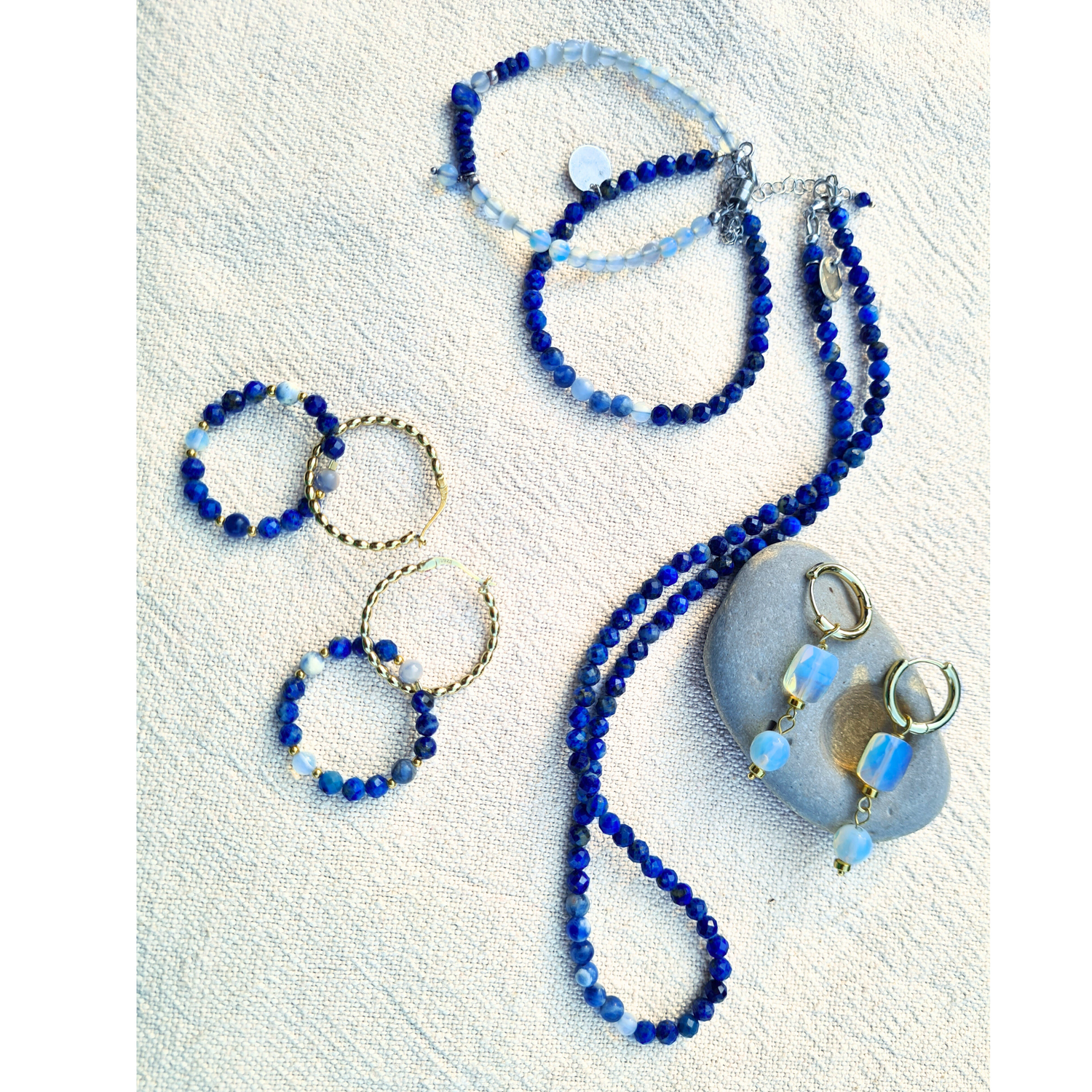 Oorbellen Blue Wisdom, lapis lazuli, sodaliet, maansteen