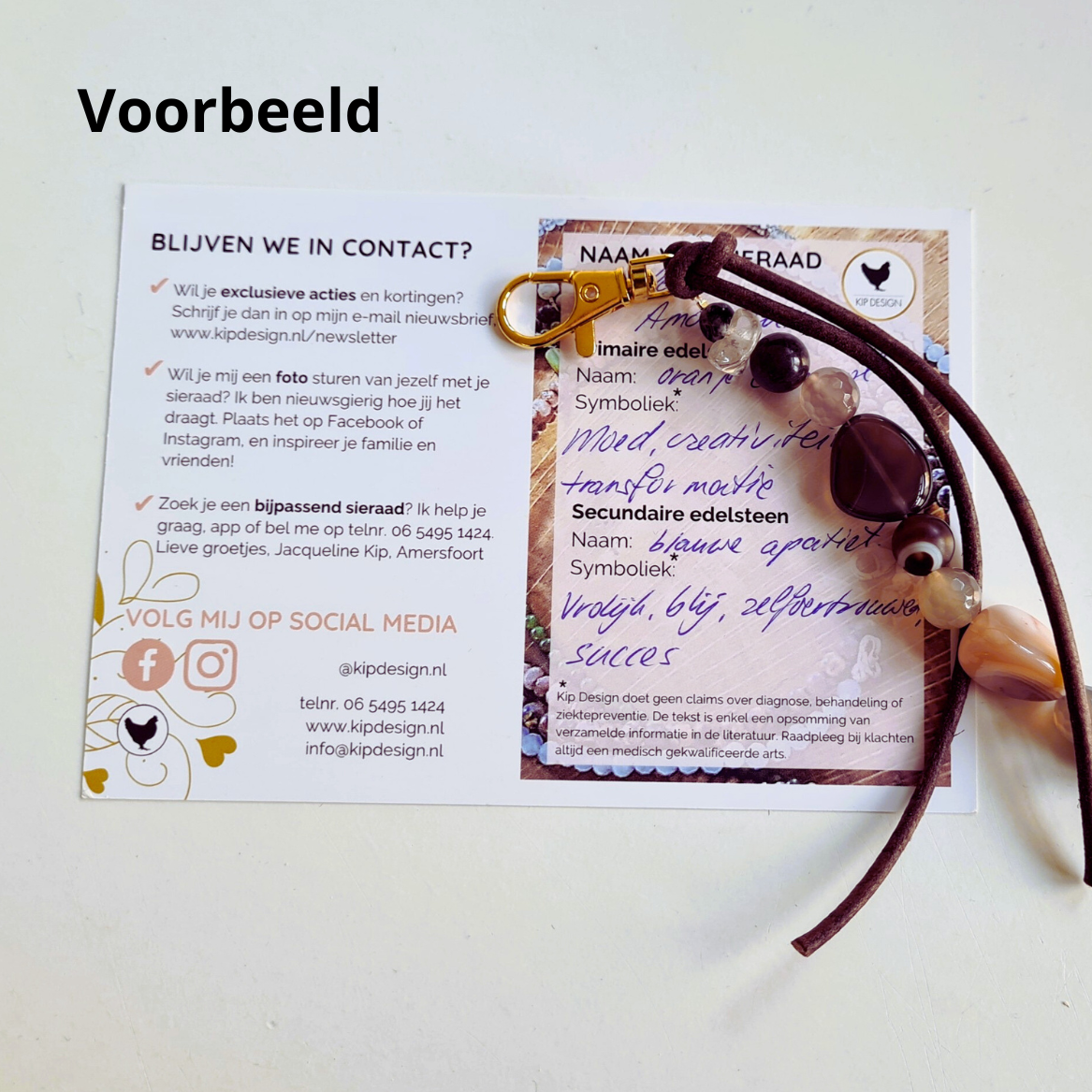 Tassenhanger Respect, blauwe sodaliet, oranje carneool