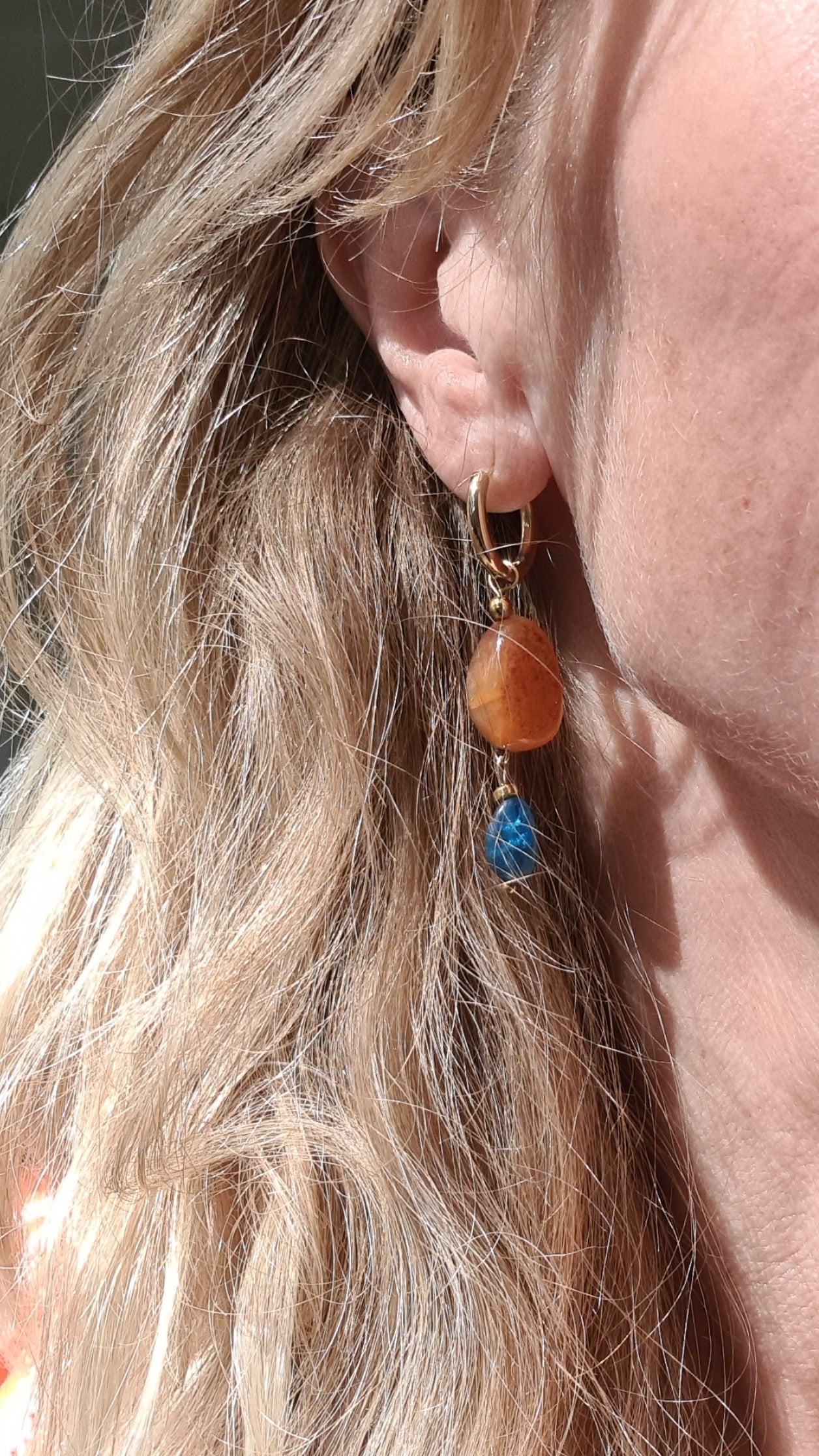 Oorbellen Amoureux, carneool, turquoise apatiet