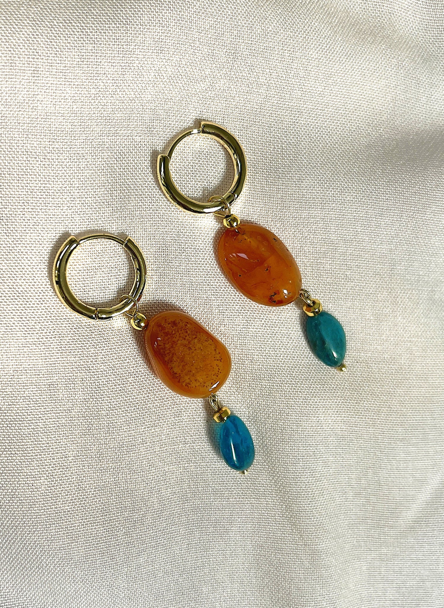 Oorbellen Amoureux, carneool, turquoise apatiet