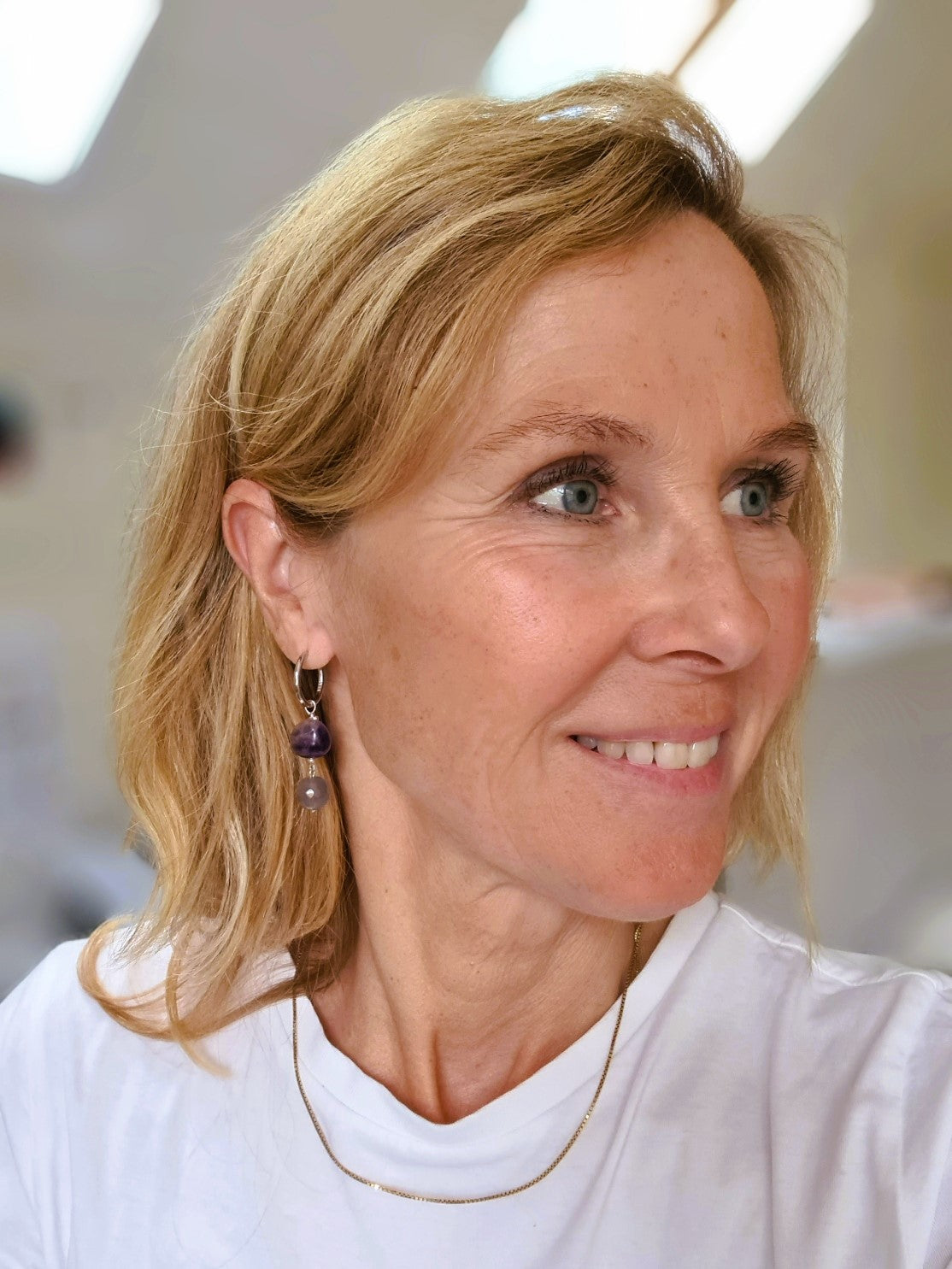 Oorbellen Amour Violet, lila amethist, agaat