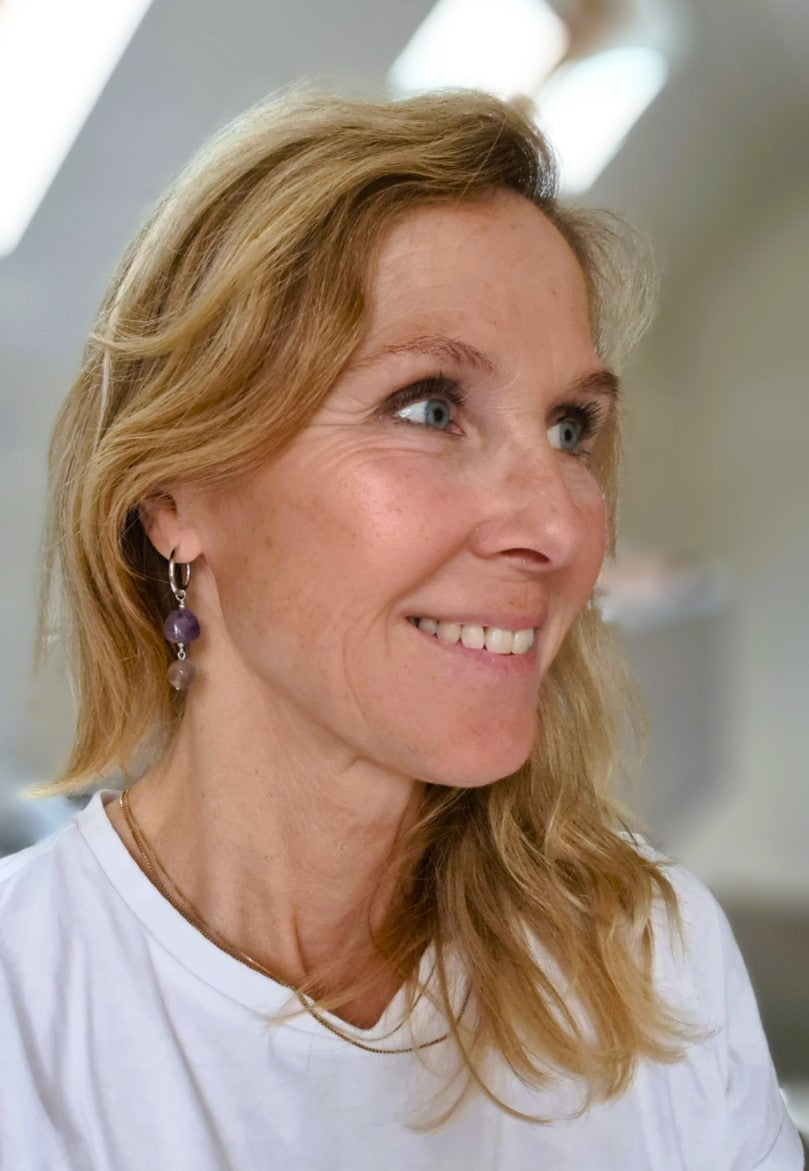 Oorbellen Amour Violet, lila amethist, agaat