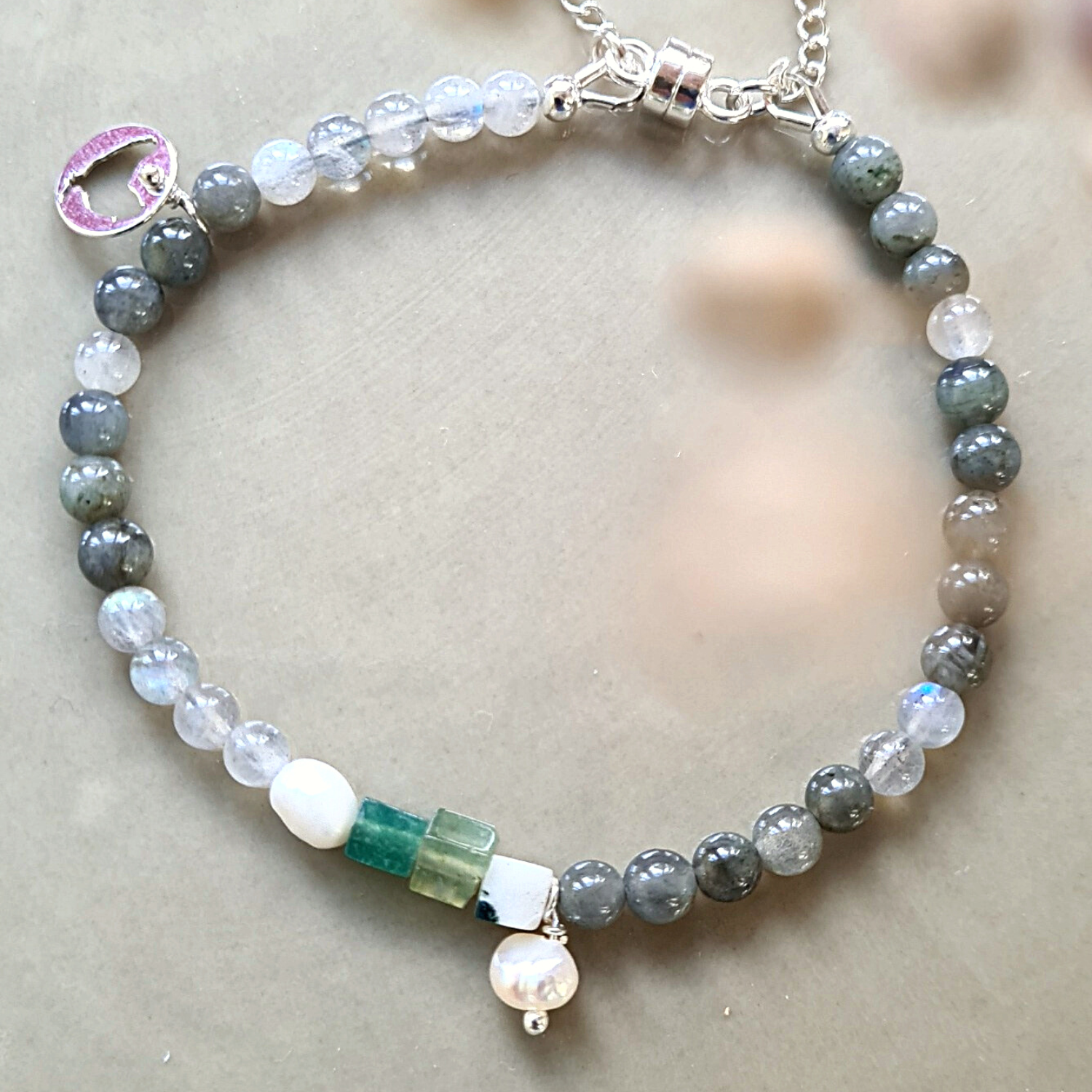 Armband New Day, labradoriet, parel, agaat