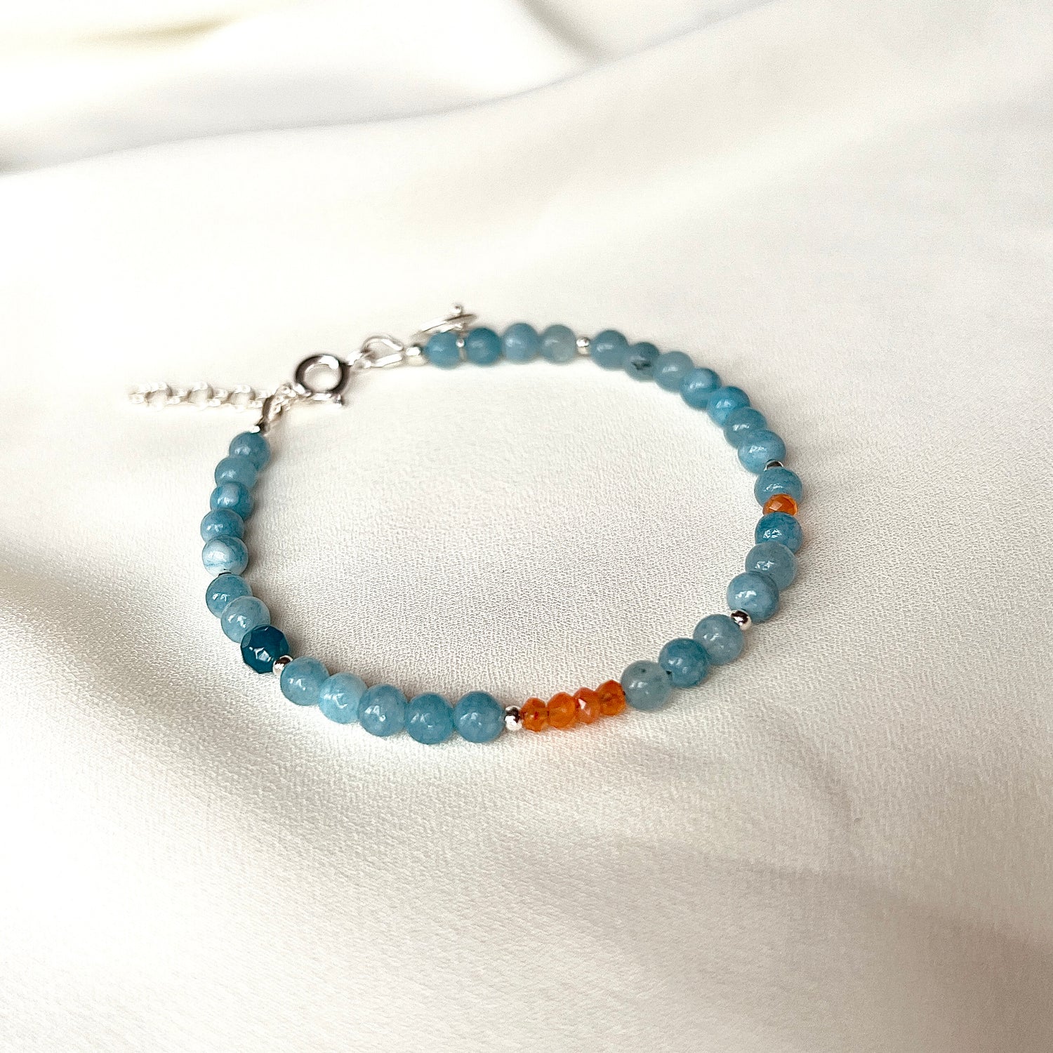 Armband Be Yourself, aqua chalcecoon, carneool