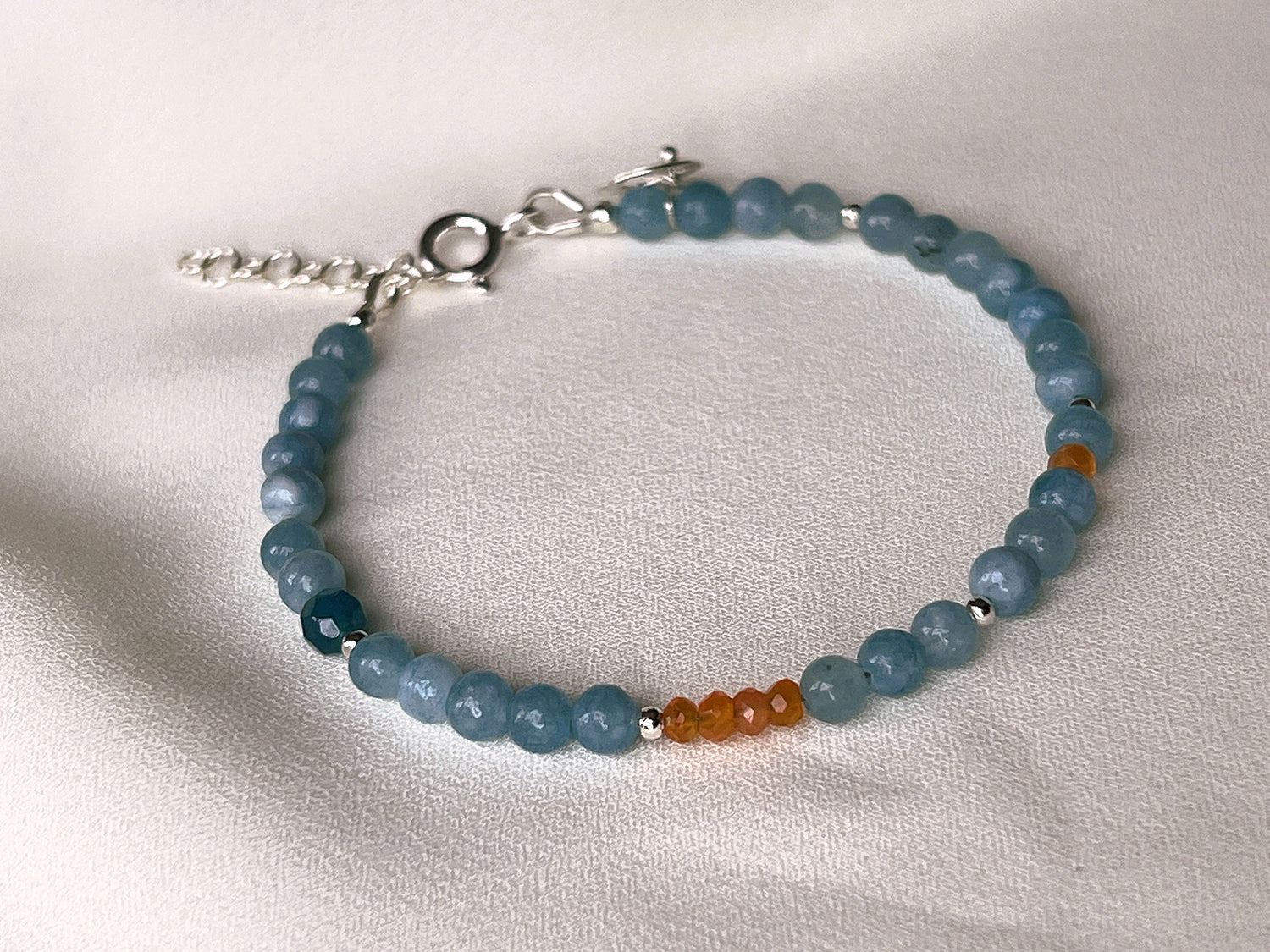 Armband Be Yourself, aqua chalcecoon, carneool
