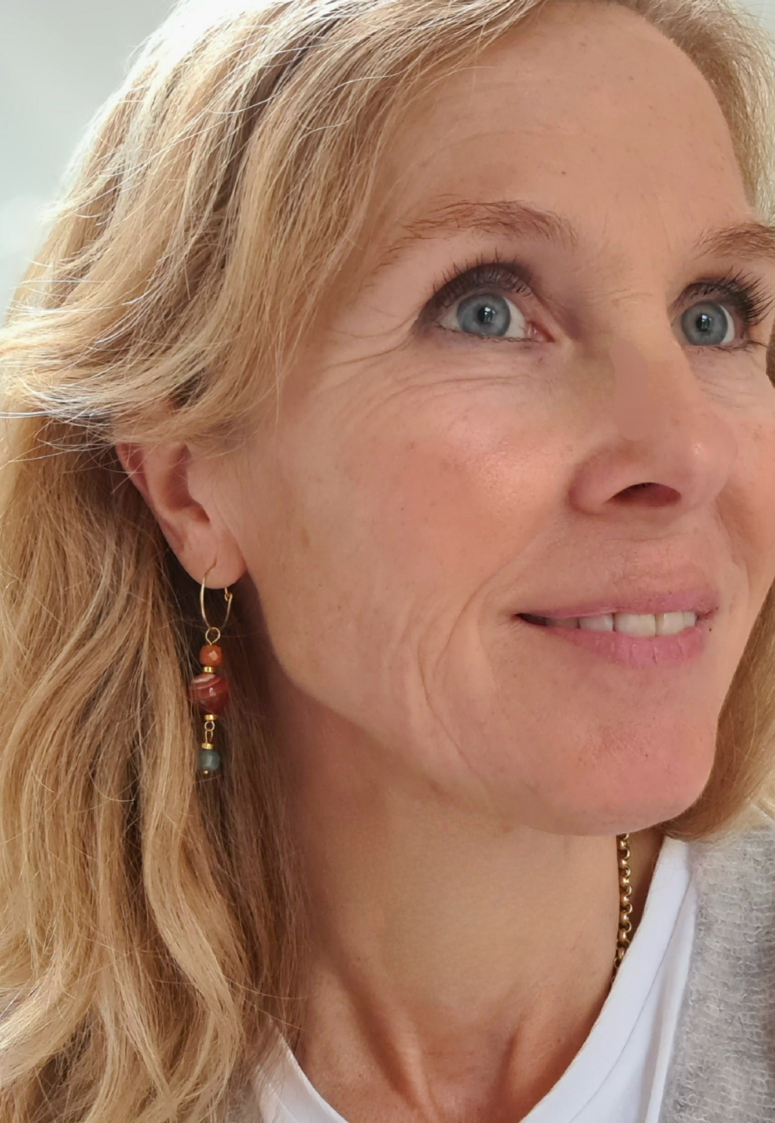 Oorbellen Bisous, carneool, blauwe toermalijn, calciet