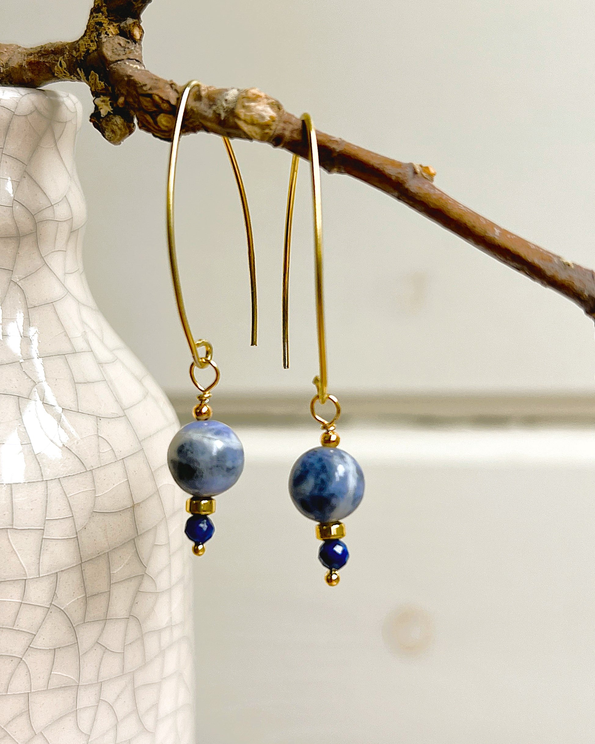 Oorbellen Blue Bird, sodaliet, lapis lazuli