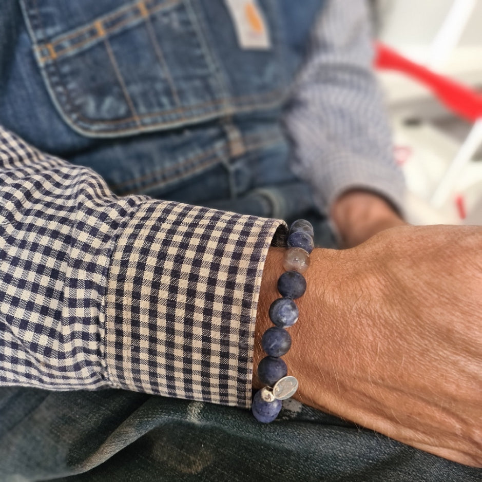 Unisex armband Blue Moon, sodaliet, agaat
