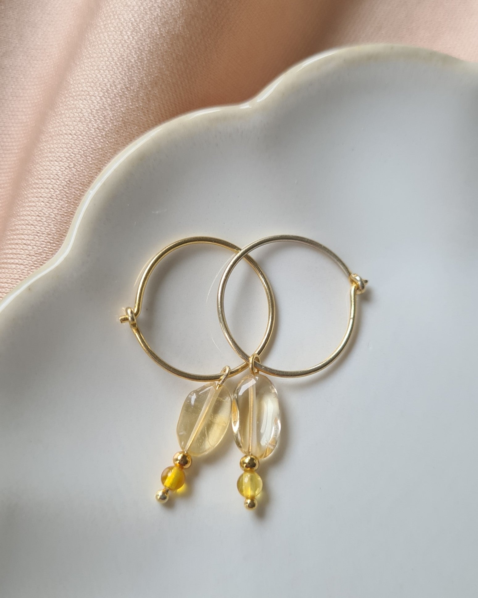 Oorbellen Buttercup, amber, citrien
