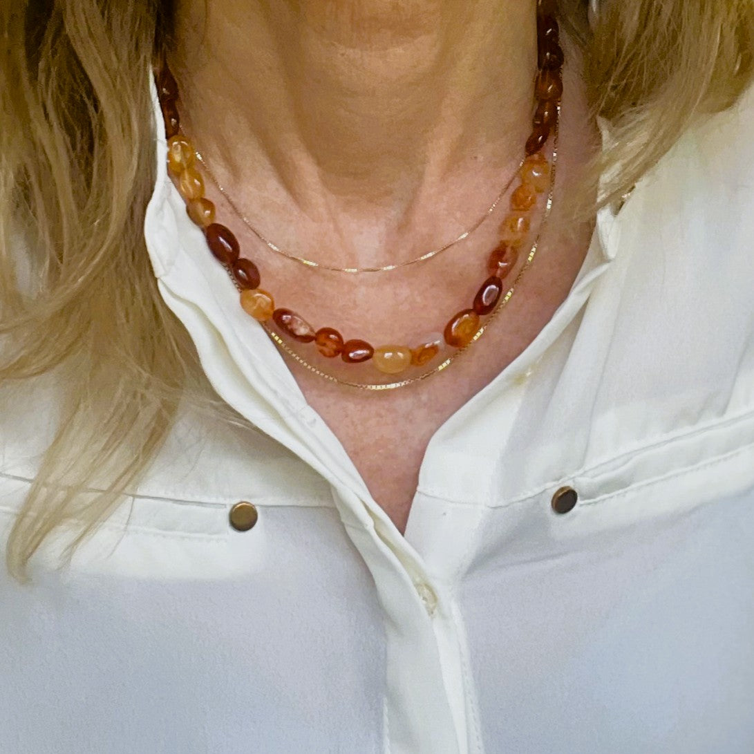 Ketting Creative, oranje carneool