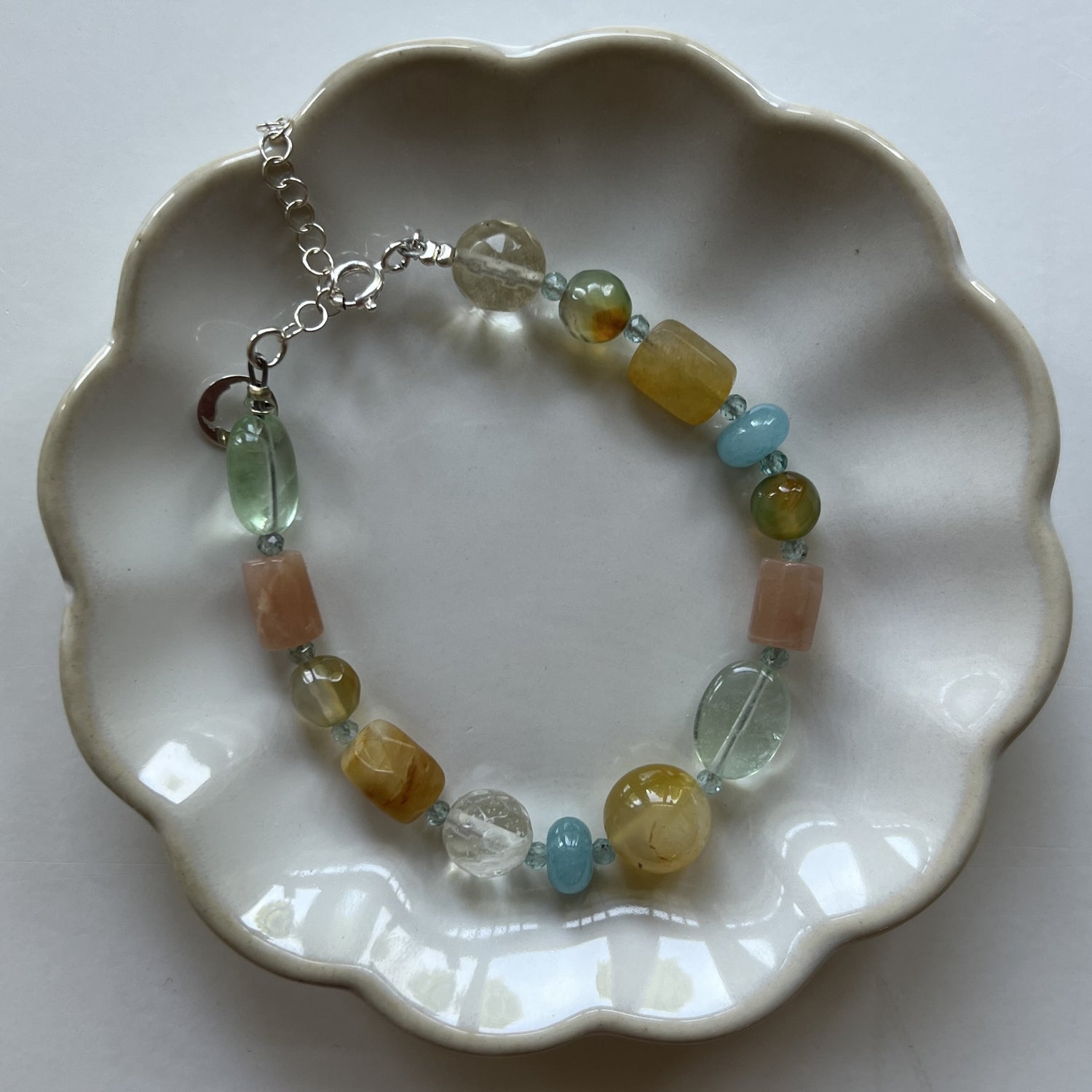 Armband Gently, fluoriet, zonnesteen, toermalijn, agaat