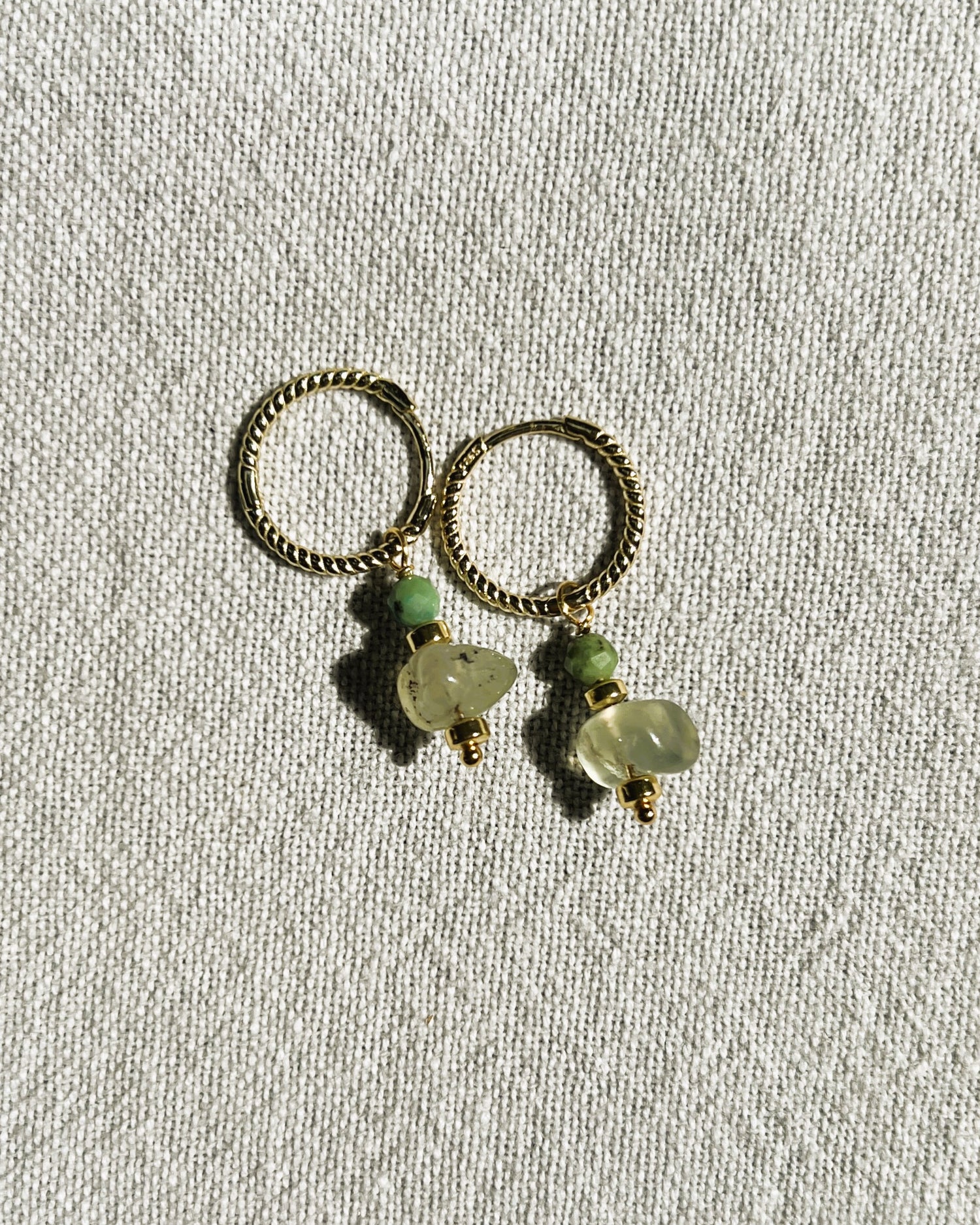 Oorbellen Green Flavours, prehniet, chrysocolla