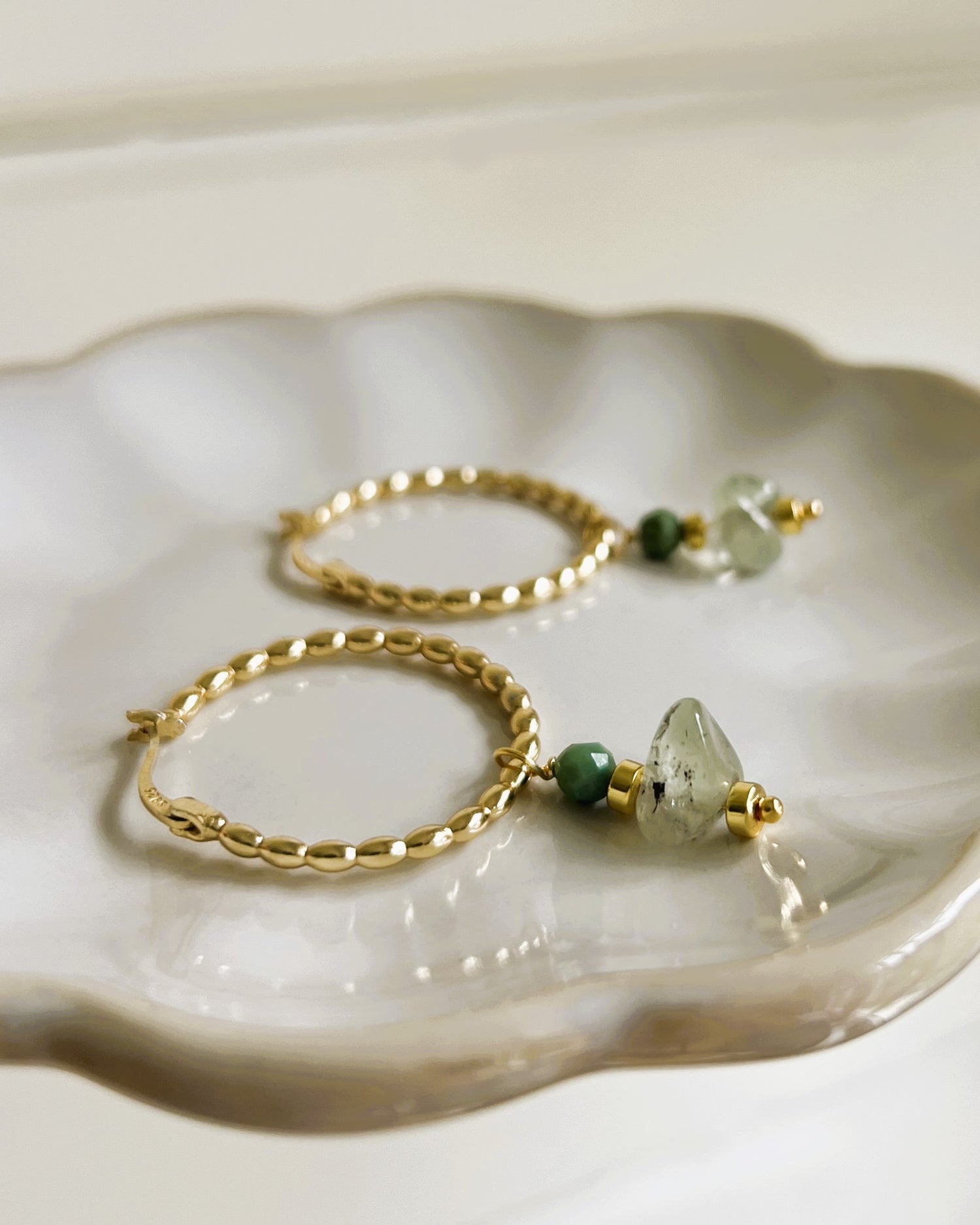 Oorbellen Green Flavours, prehniet, chrysocolla