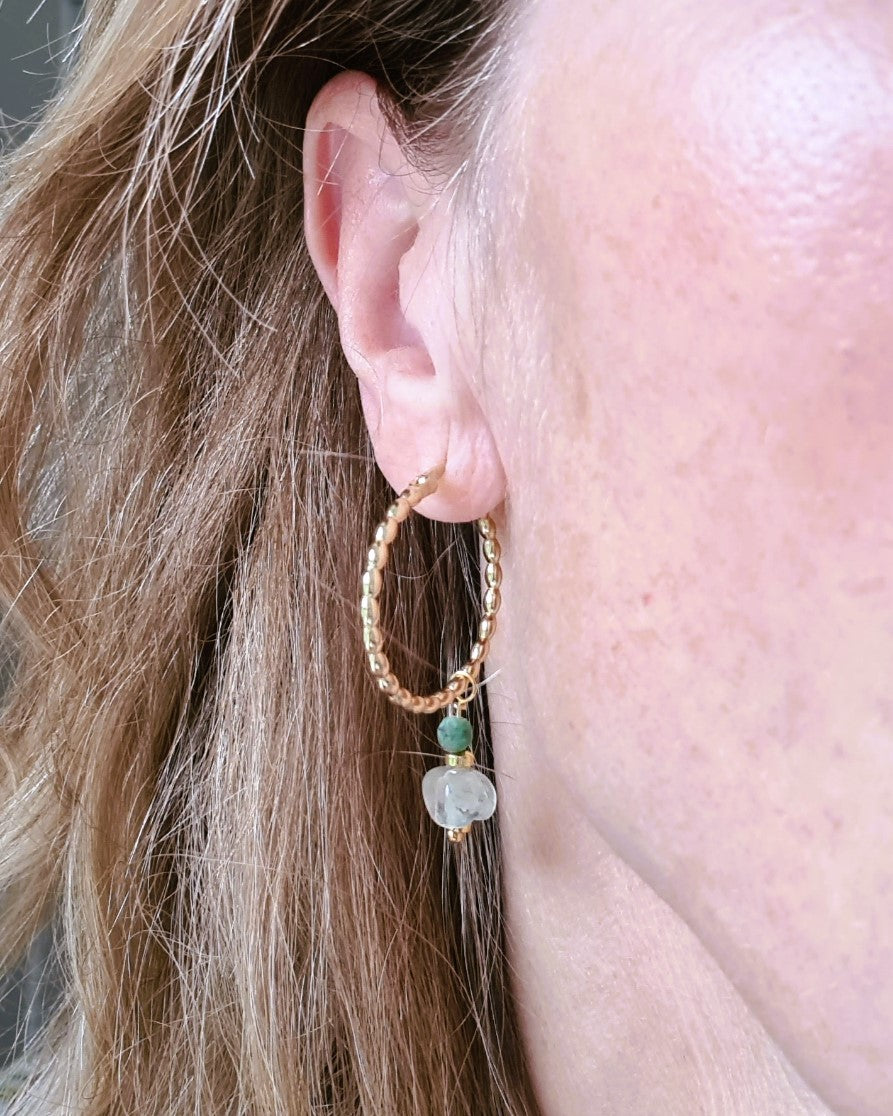 Oorbellen Green Flavours, prehniet, chrysocolla