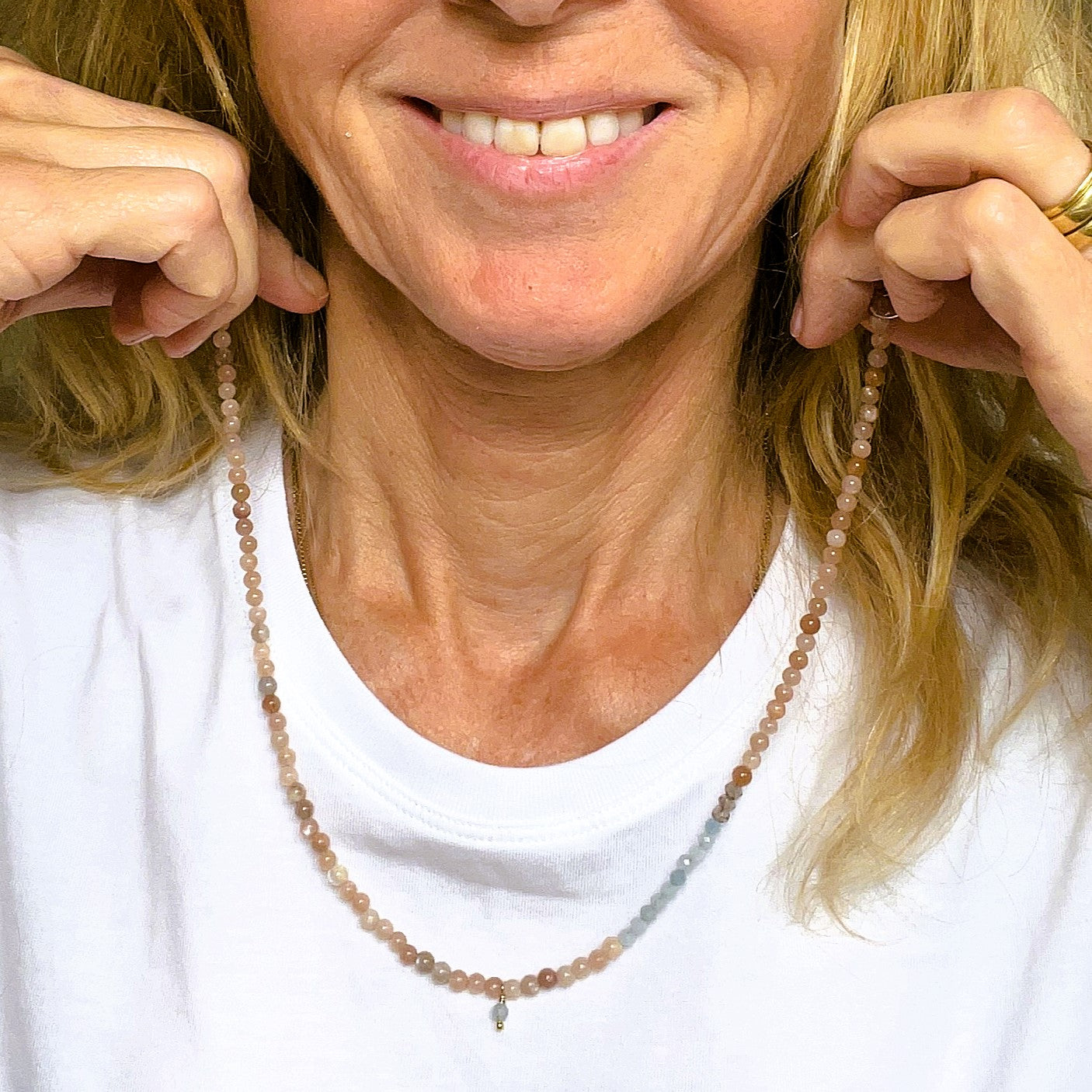 Ketting Nude Bliss, aventurijn en aquamarijn