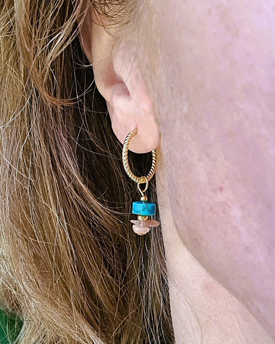 Oorbellen Inspiration, turquoise, zonnesteen