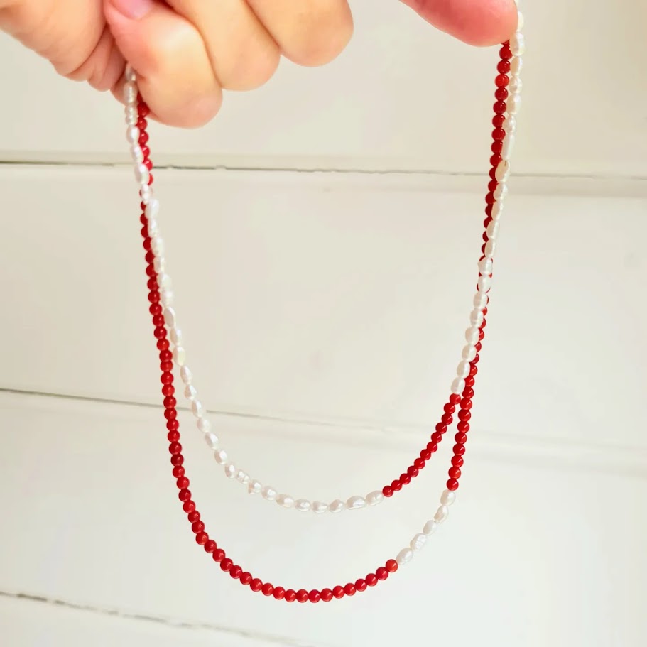 Set Kettingen Charming, koraal en parels