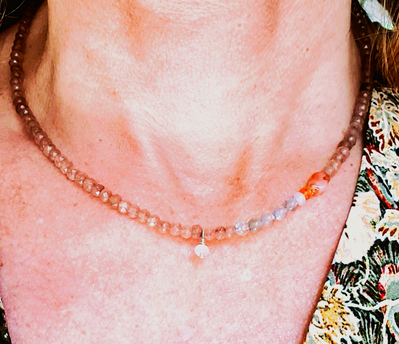 Ketting Evening Dusk, agaat en labradoriet
