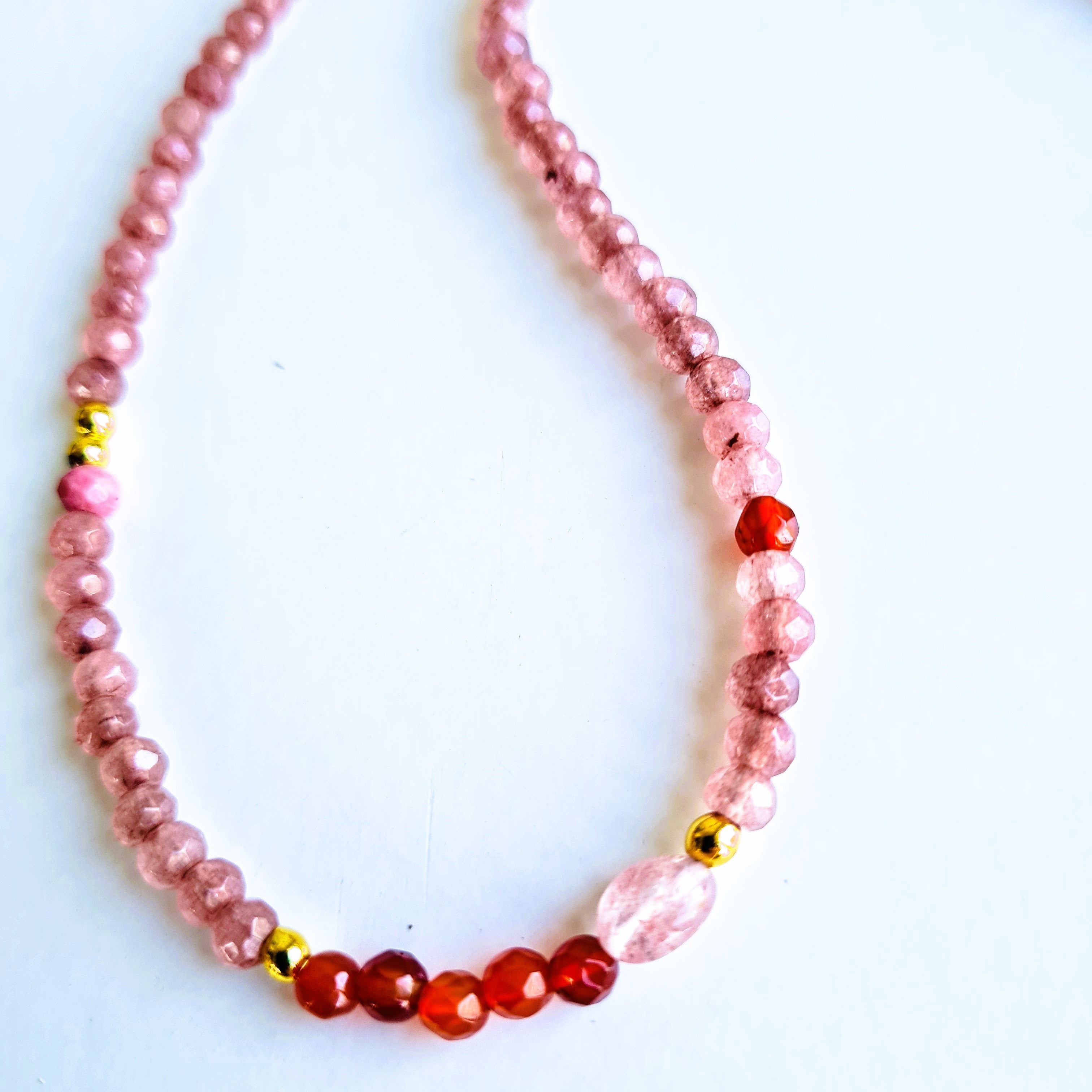 Ketting Sweet Dreams, agaat, carneool, aardbeienkwarts