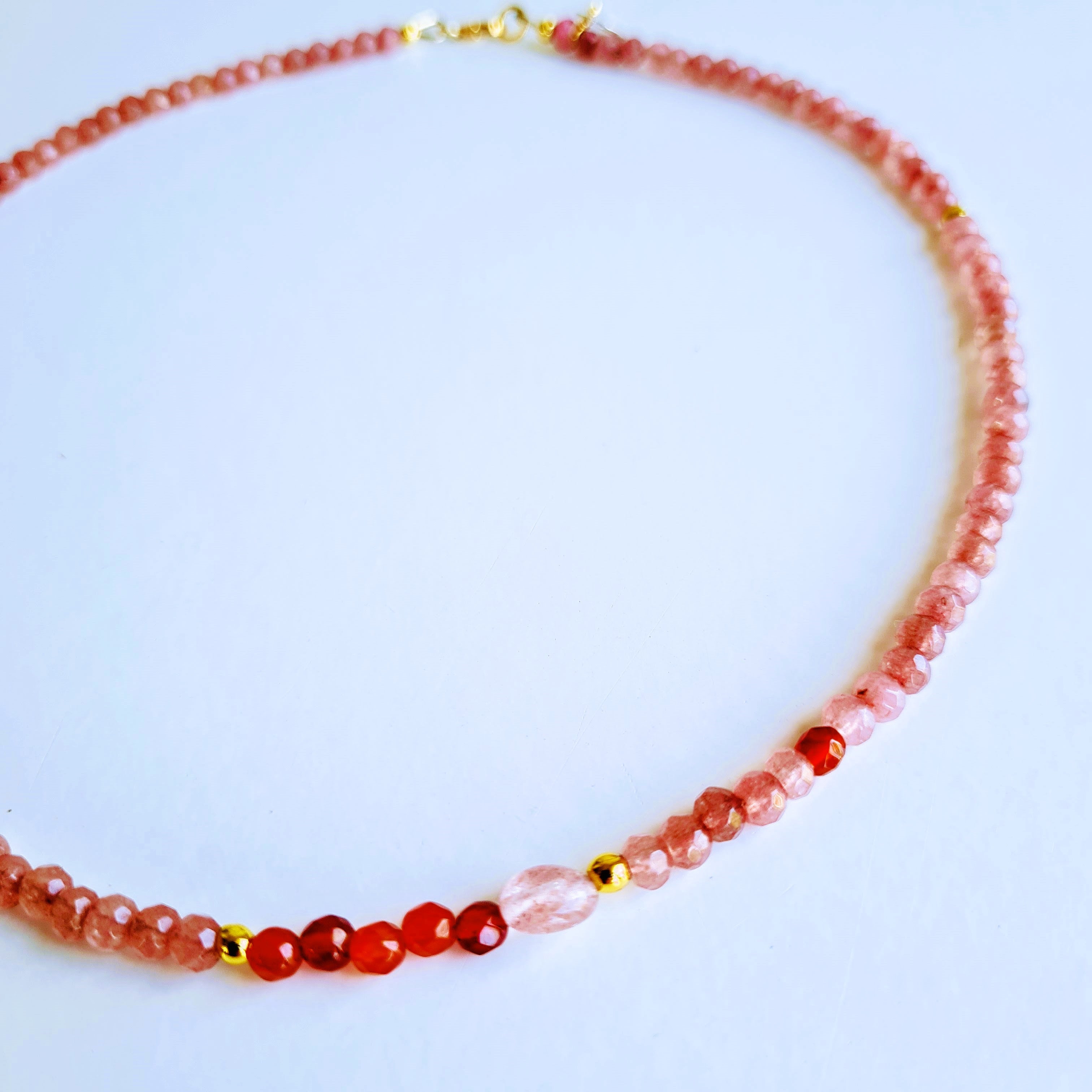 Ketting Sweet Dreams, agaat, carneool, aardbeienkwarts