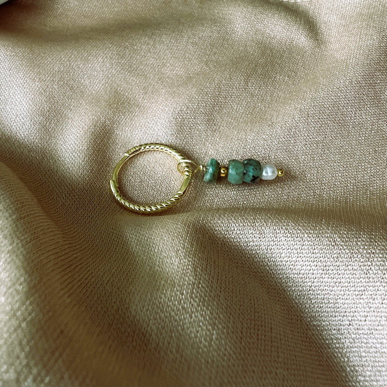 Oorbellen Lucky Me, smaragd, parel