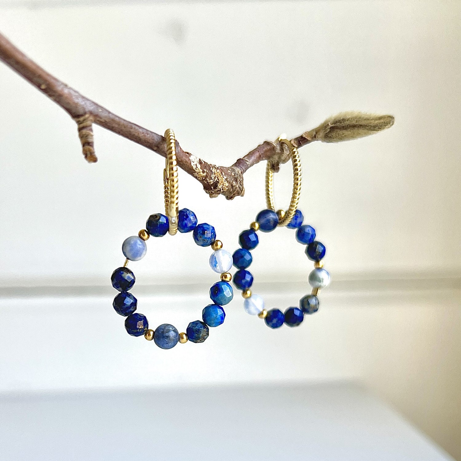 Oorbellen Blue Wisdom, lapis lazuli, sodaliet, maansteen