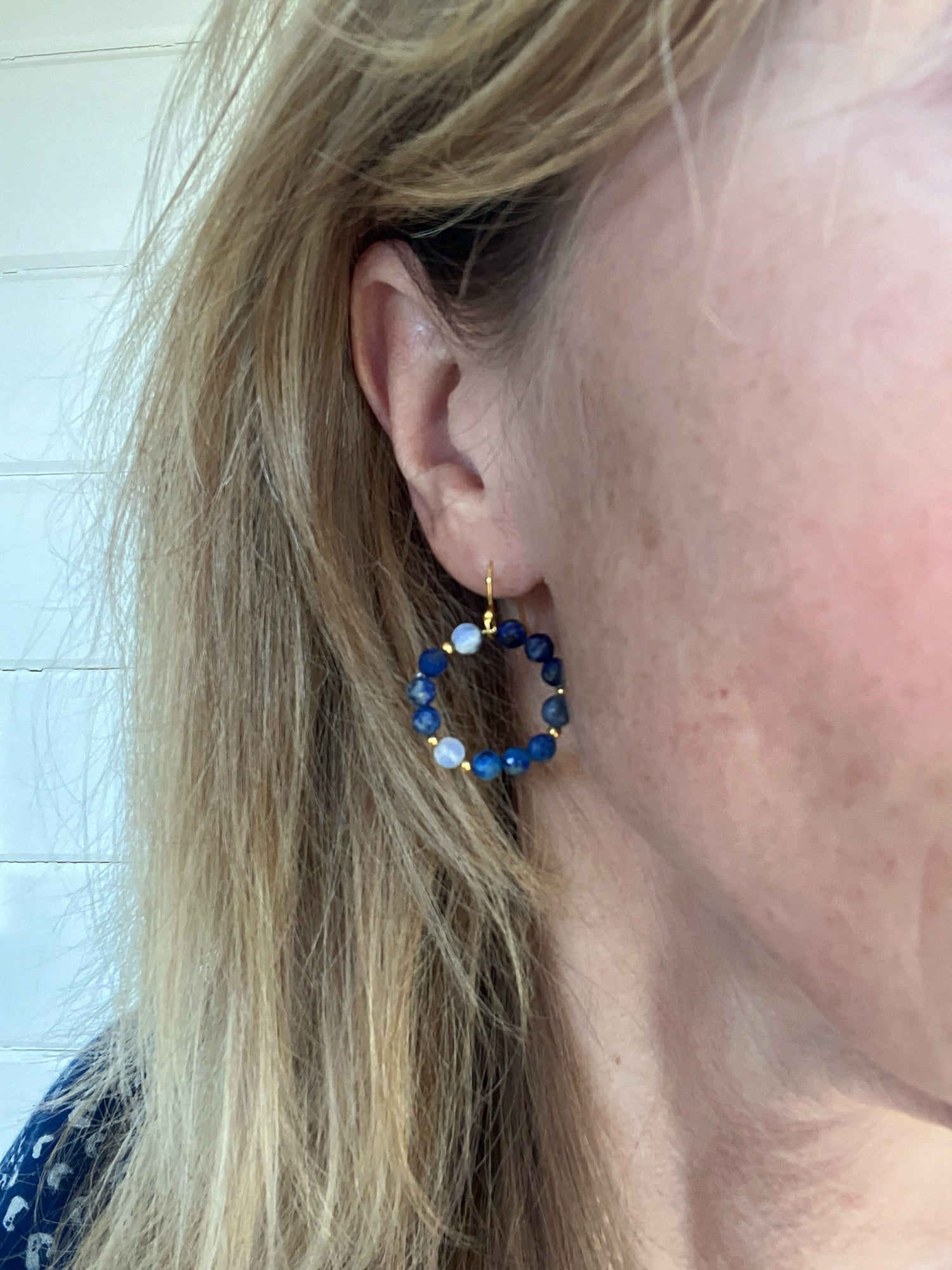 Oorbellen Blue Wisdom, lapis lazuli, sodaliet, maansteen