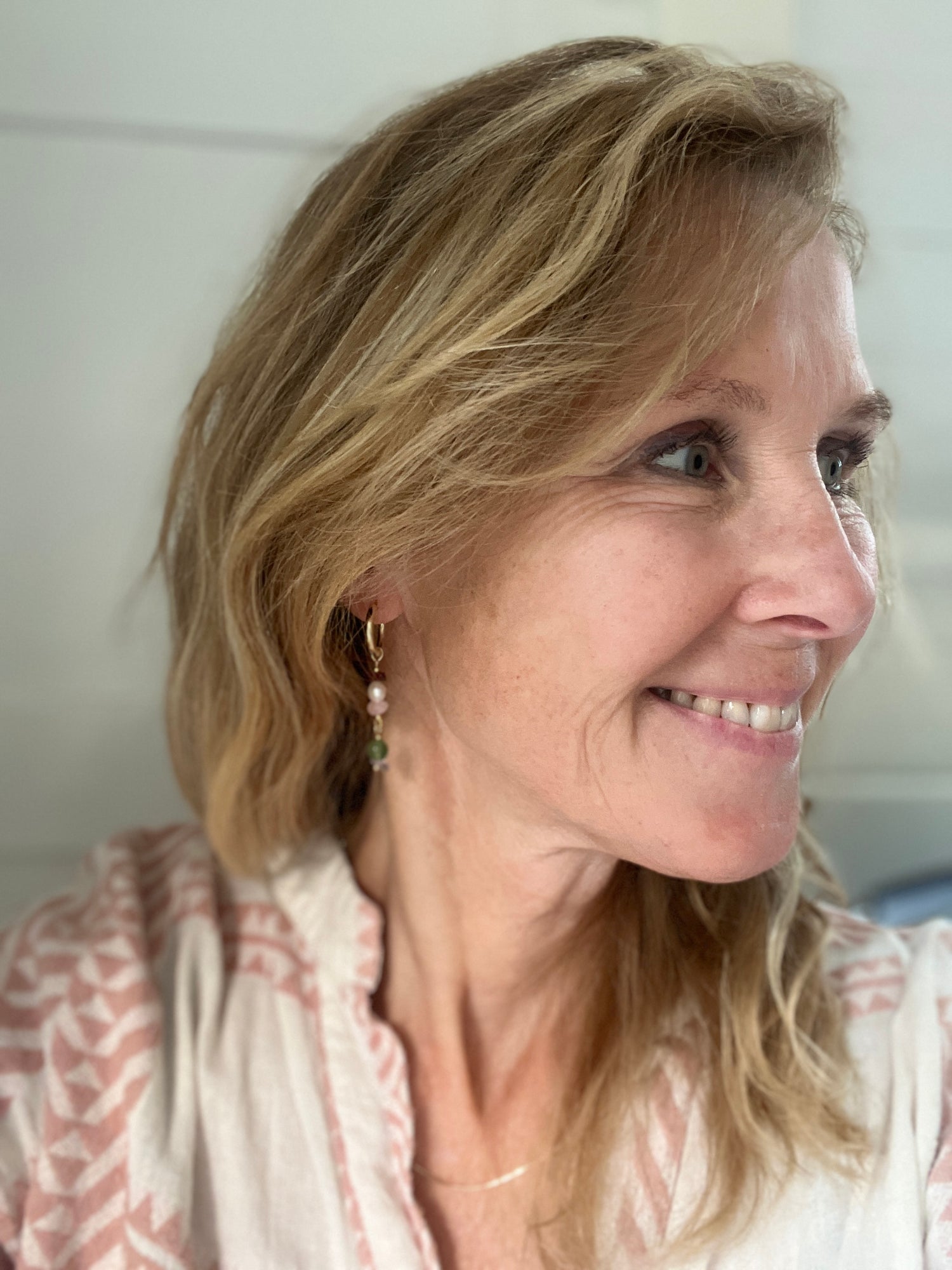 Oorbellen Paris, aventurijn, parel, amethist, granaat, rozekwarts