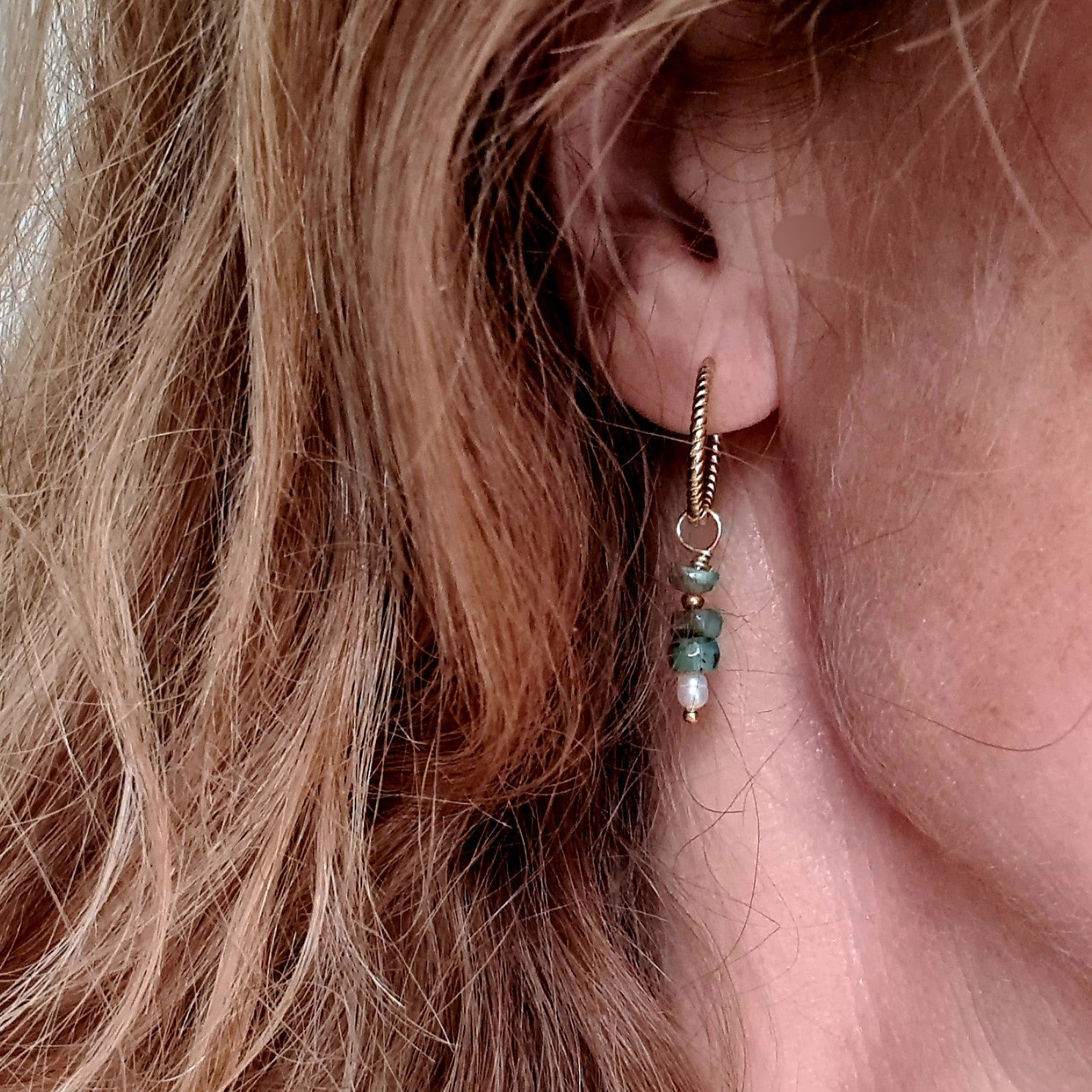 Oorbellen Lucky Me, smaragd, parel