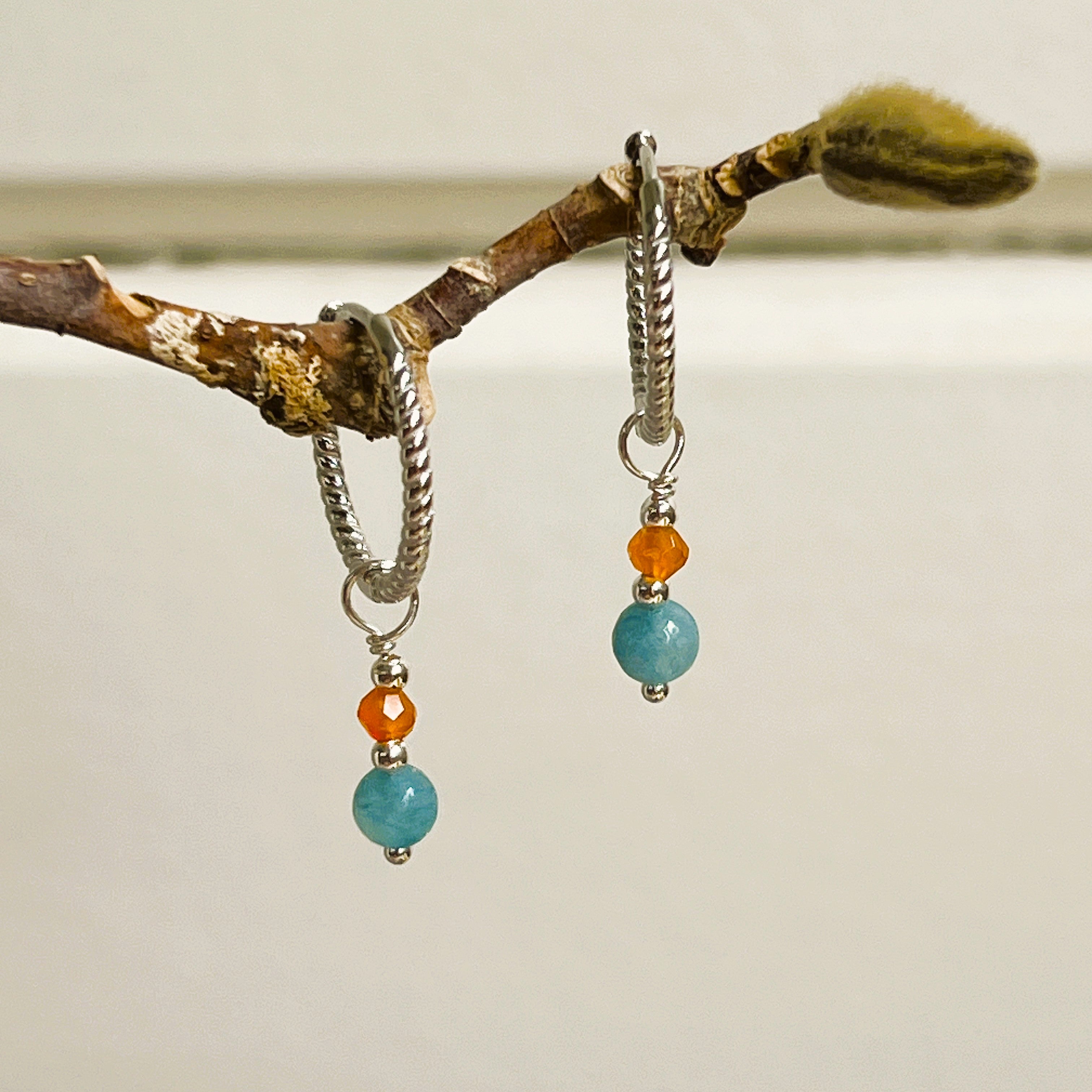 Oorbellen Be You, aqua chalcecoon, carneool