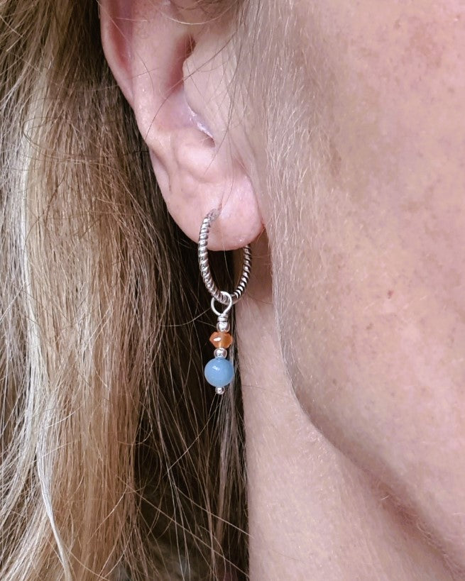 Oorbellen Be You,  aqua chalcecoon, carneool