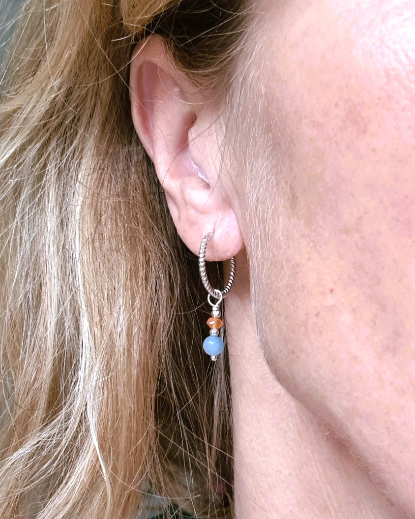 Oorbellen Be You,  aqua chalcecoon, carneool