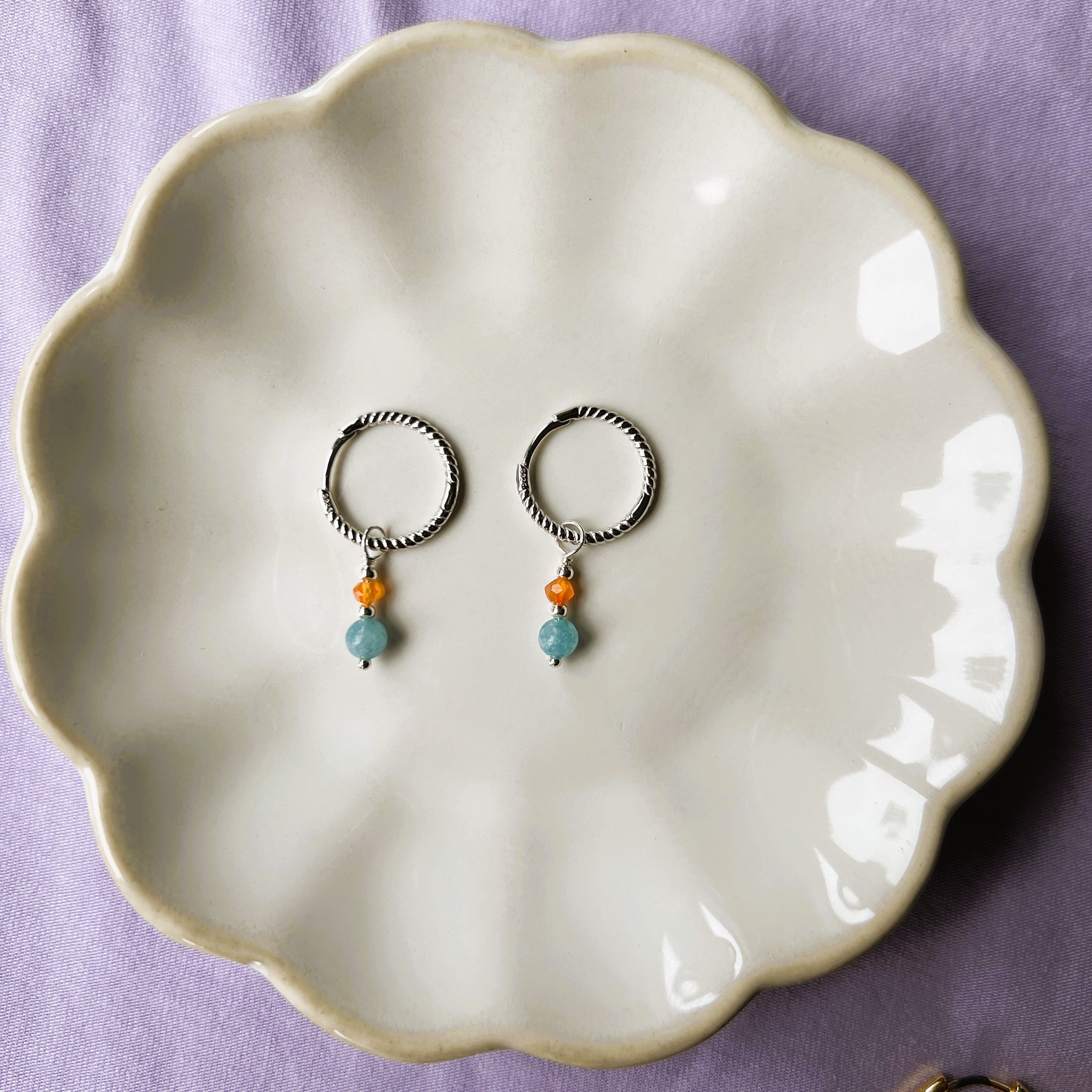 Oorbellen Be You, aqua chalcecoon, carneool