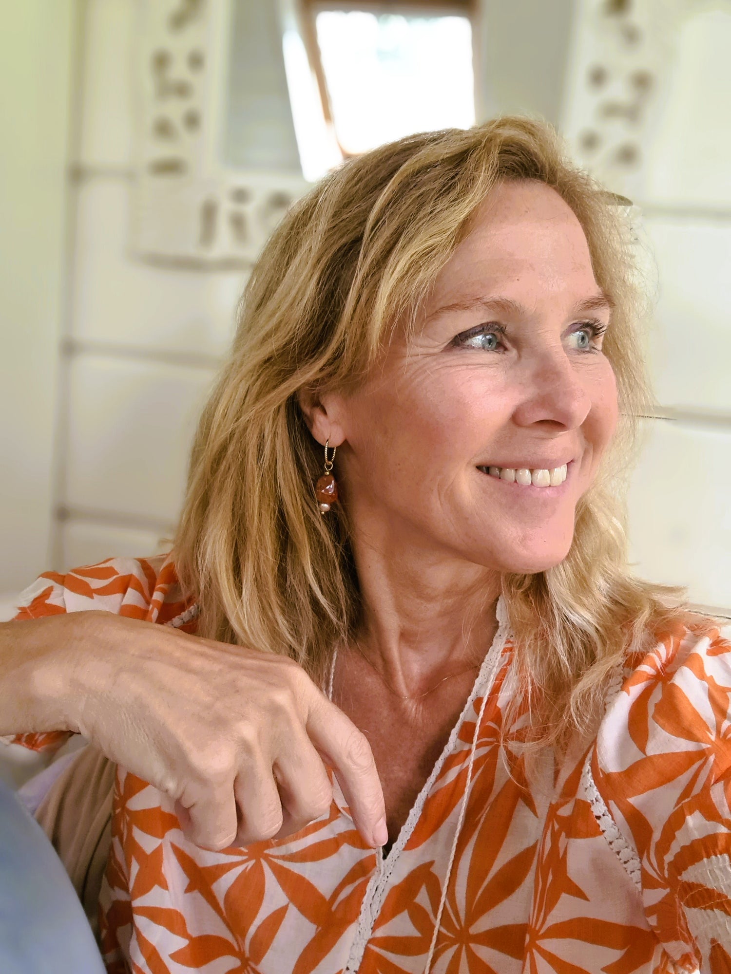 Oorbellen Bonjour Amour, carneool, roze parel