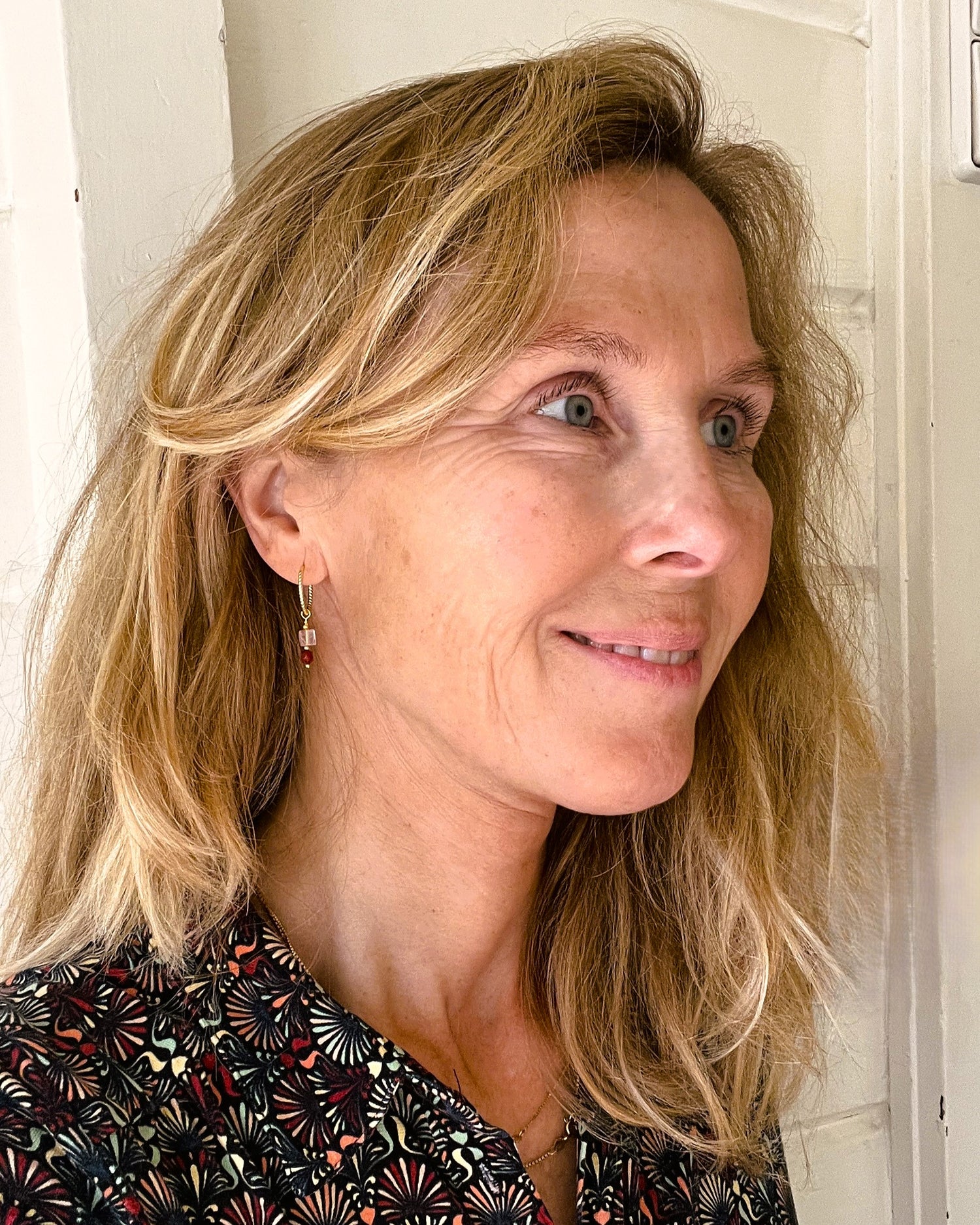 Oorbellen Robin, carneool, rozekwarts