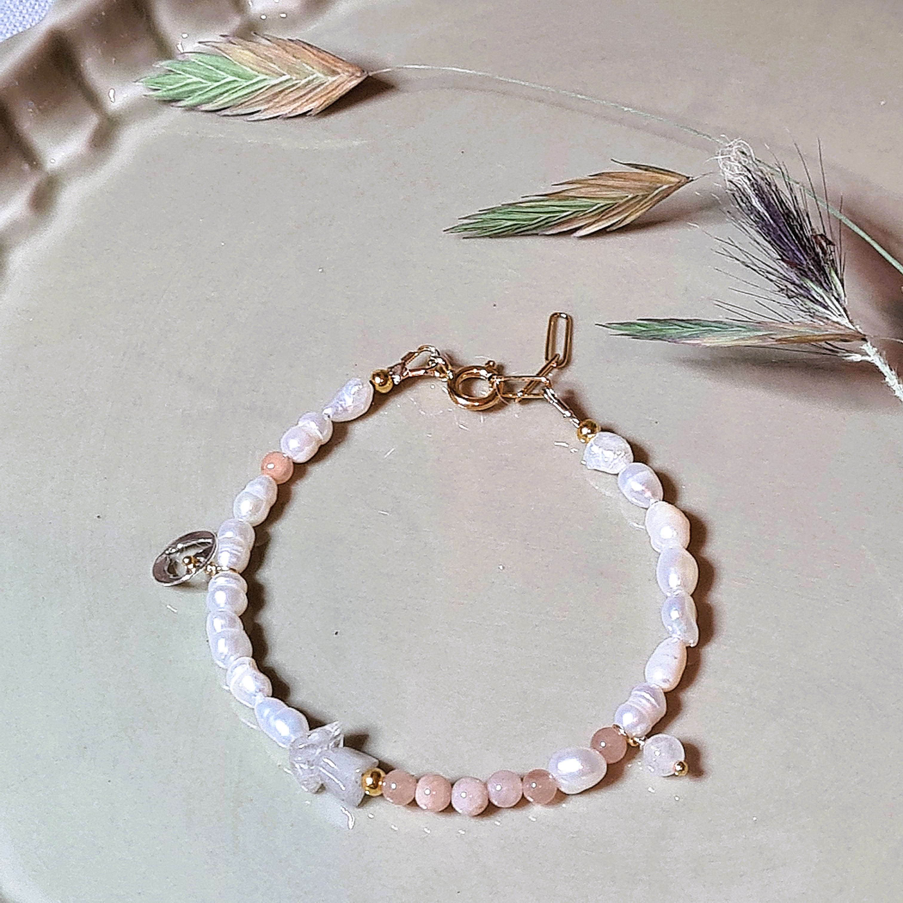 Set Armband & oorringen Pearl Delight, parel, zonnesteen