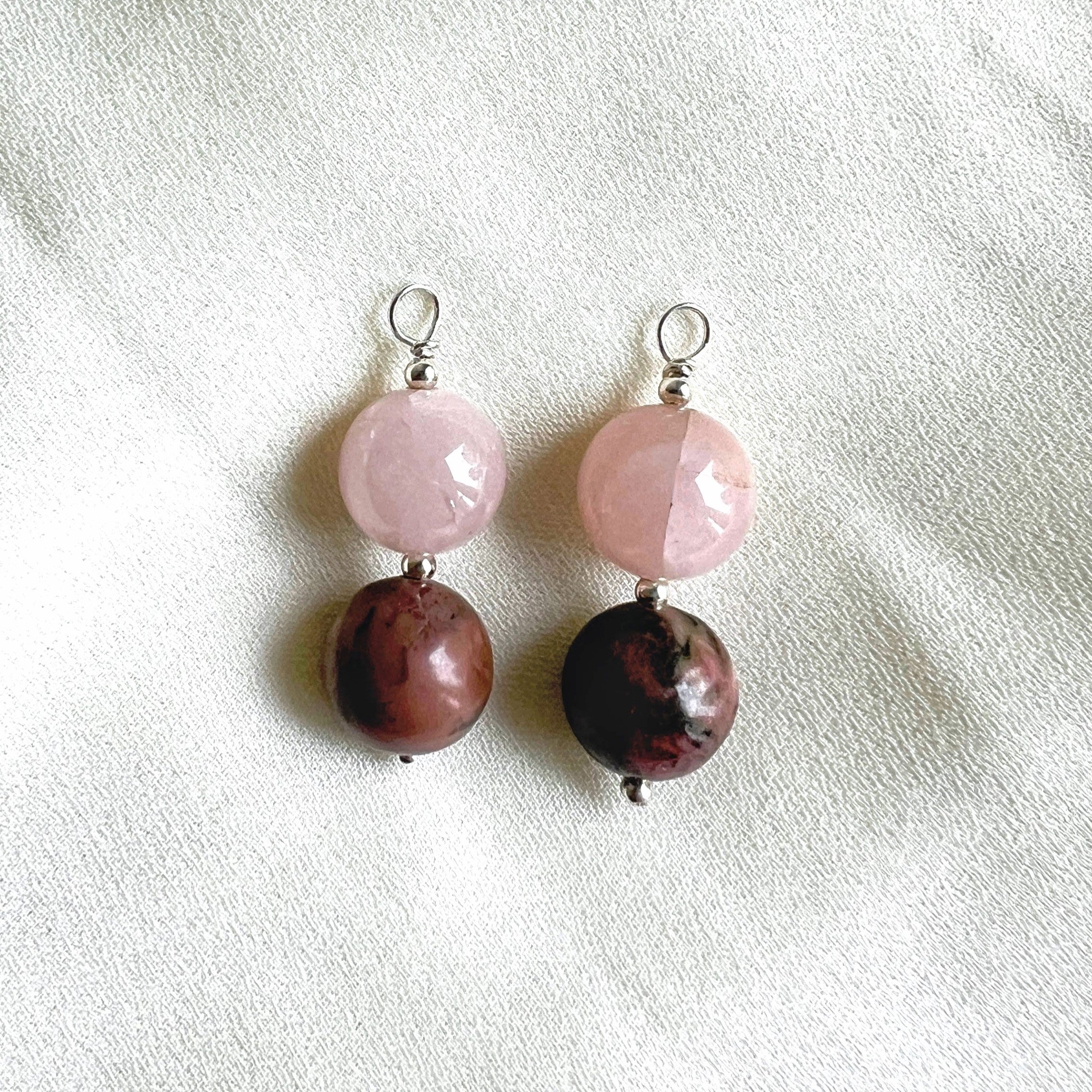 Oorbellen Pink Blush, rozekwarts, rhodoniet