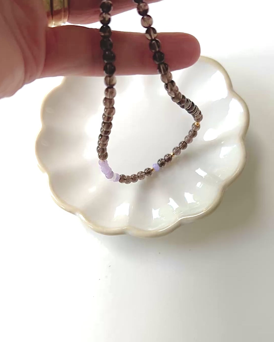 Ketting Let it Go, rookkwarts, lila jade