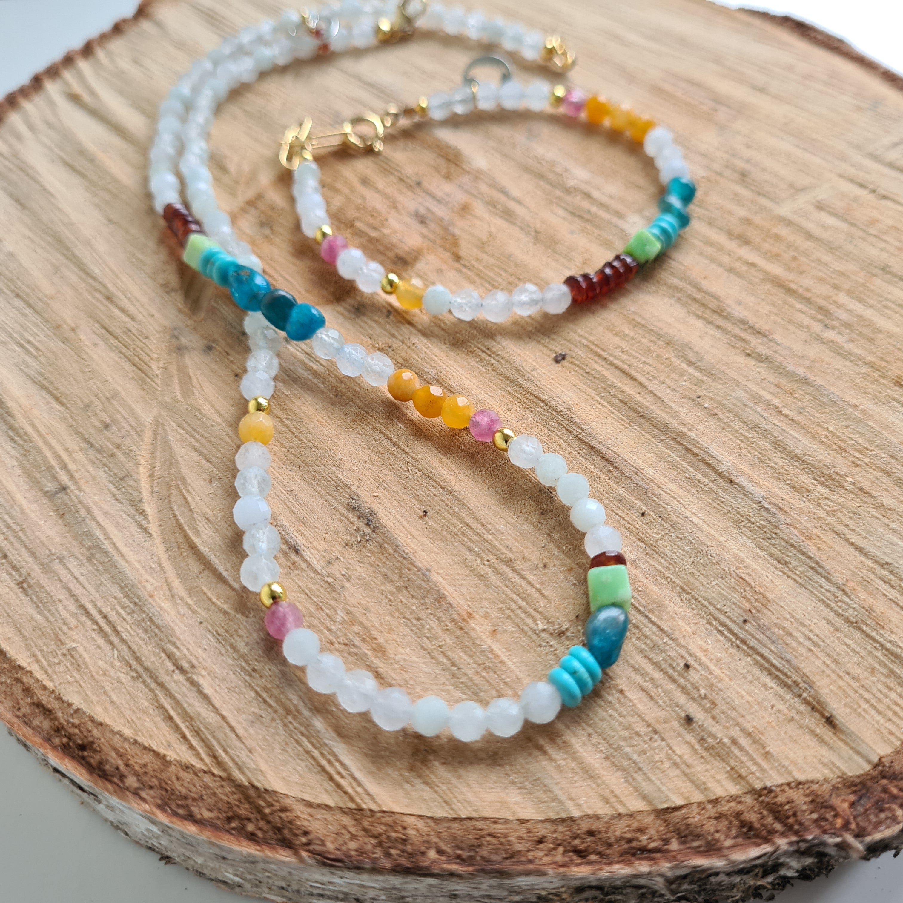 Armband Soft Voice, aquamarijn, carneool, apatiet