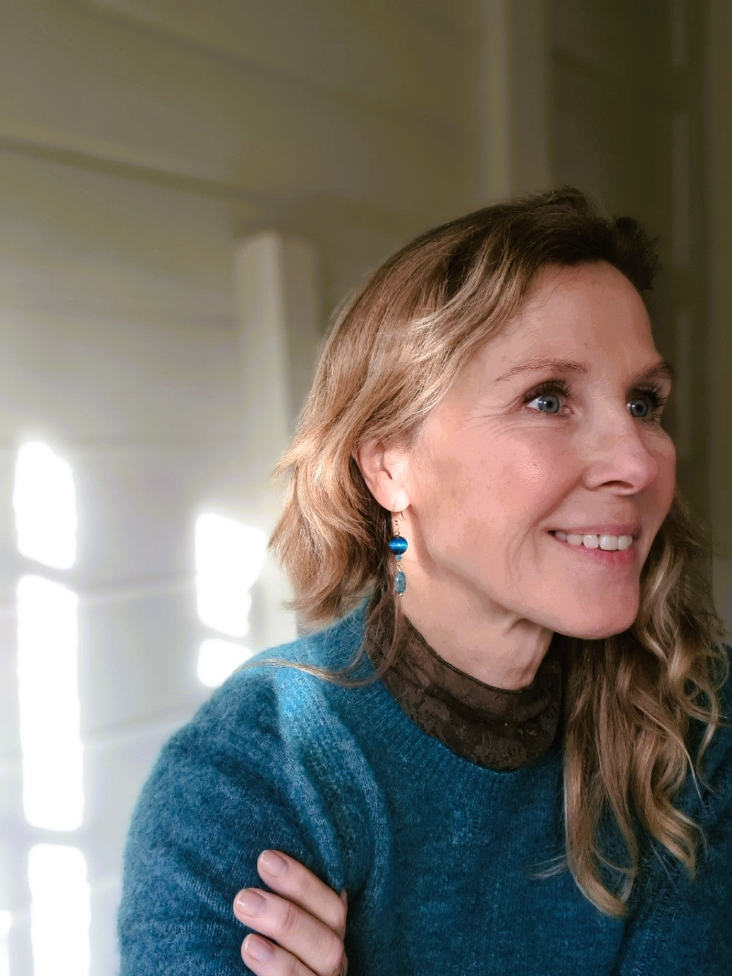 Oorbellen Sea Flowers, tijgeroog, apatiet